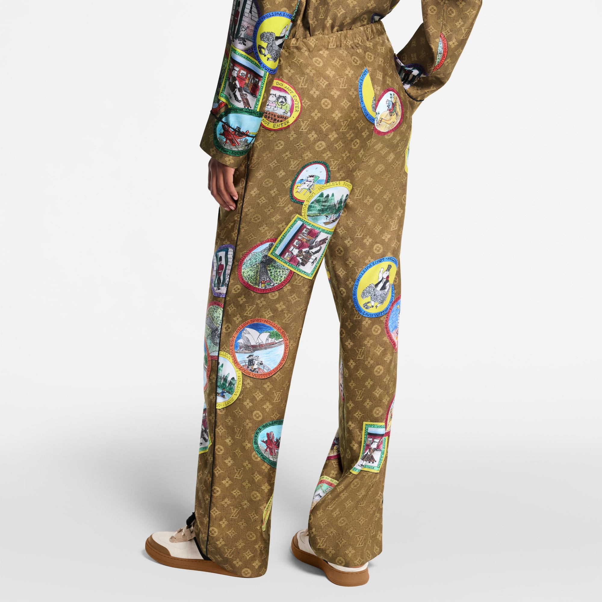 Monogram Cat Stamp Pajama Pants  in Women