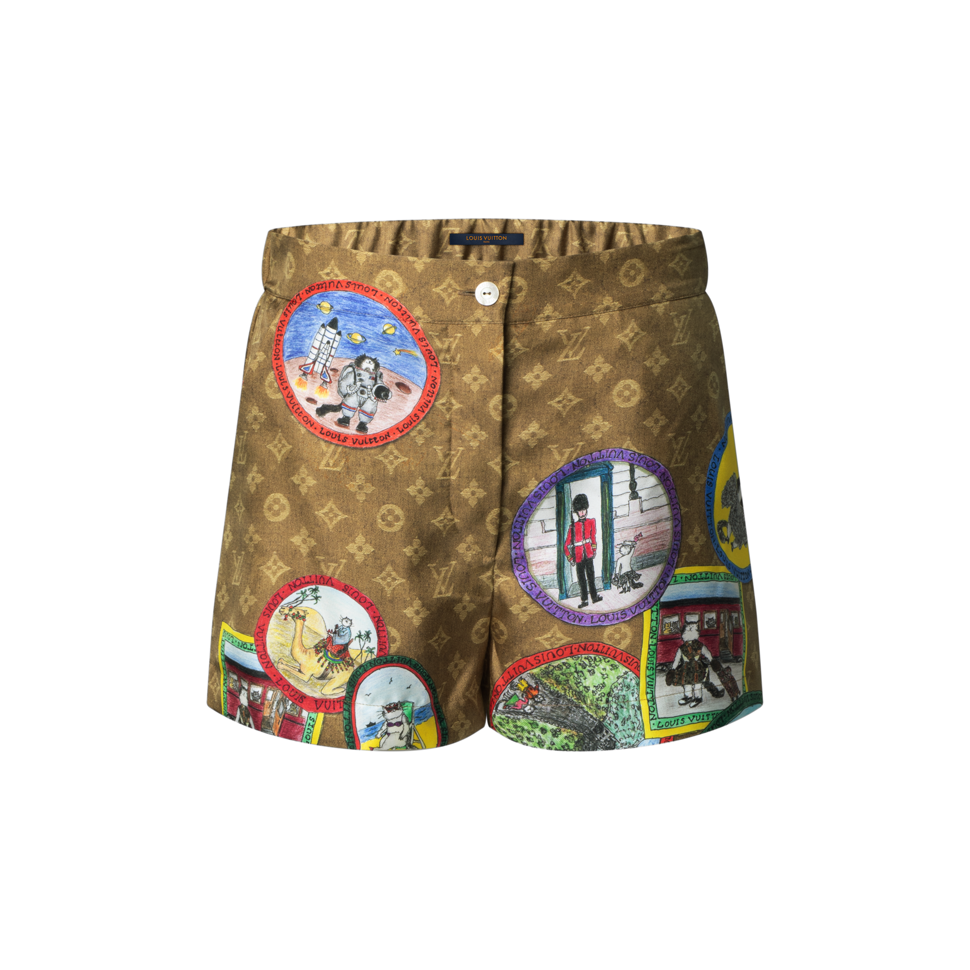 Monogram Cat Stamp Shorts  in Women