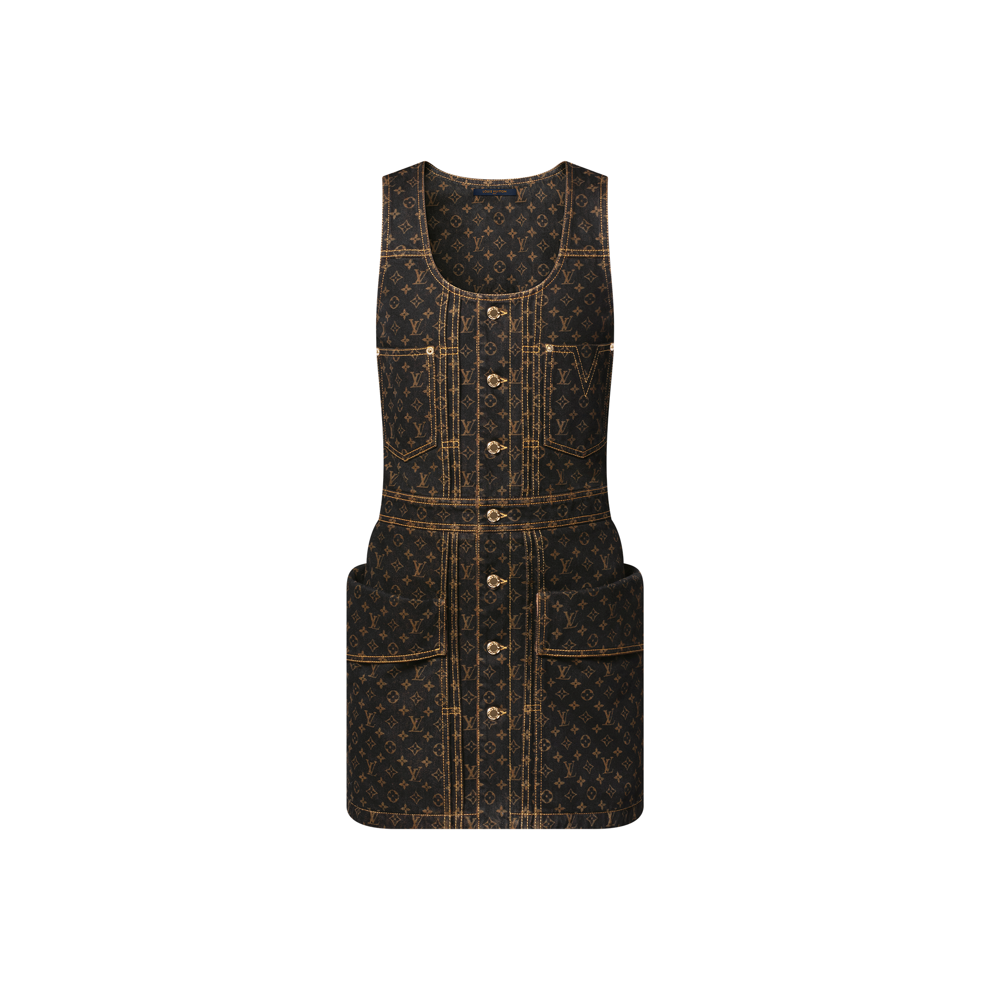 Monogram Denim Button Front Dress  in Women