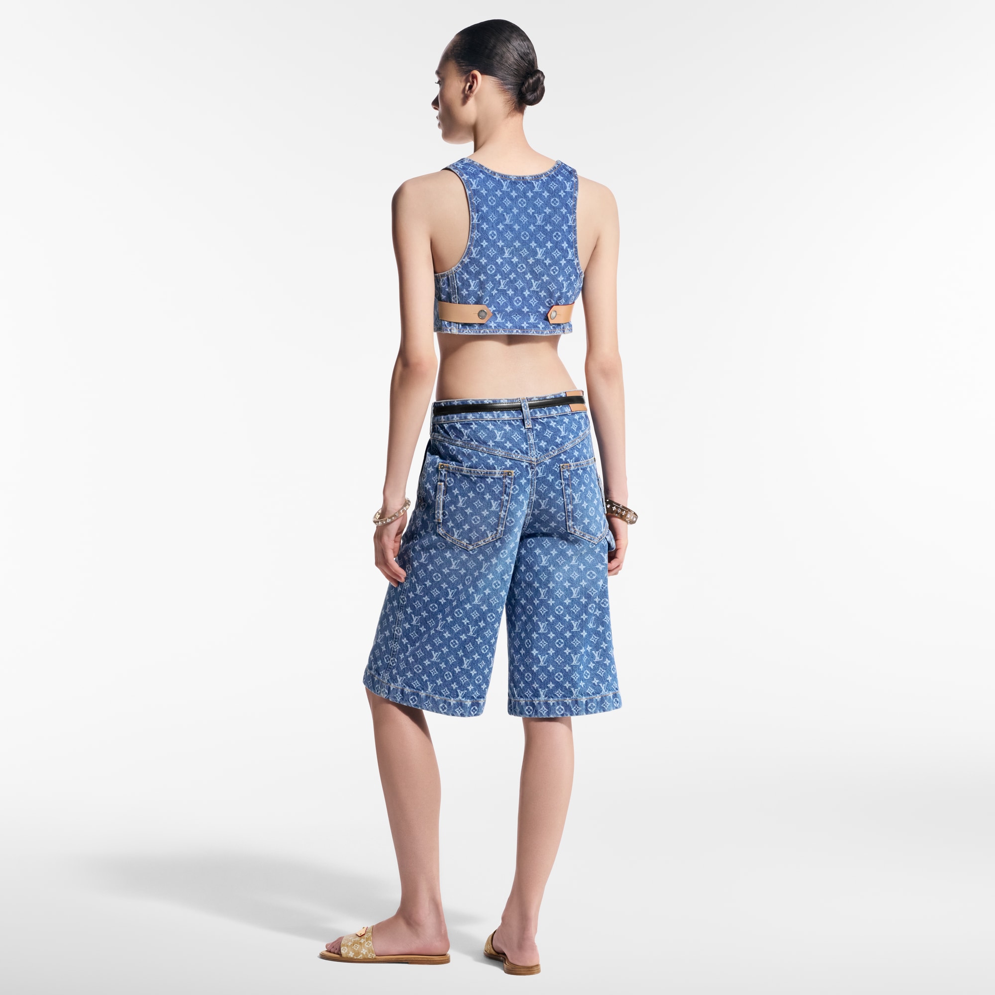 Monogram Denim Crop Top  in Women