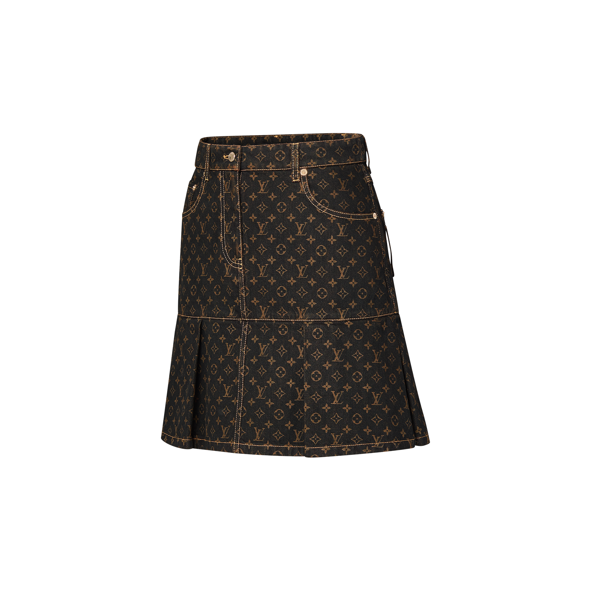 Monogram Denim Pleat Skirt  in Women