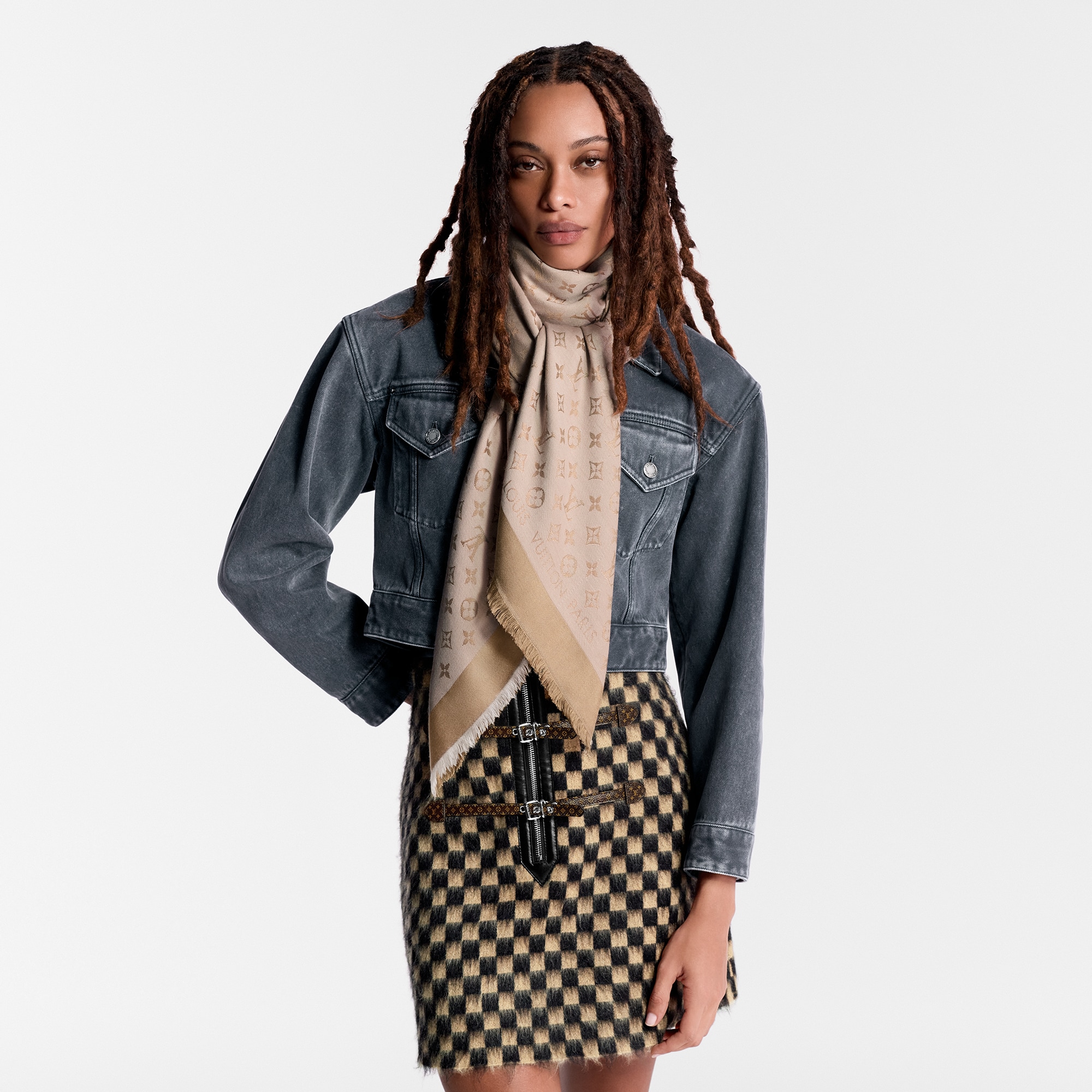 Monogram Denim Shawl S00 in Women