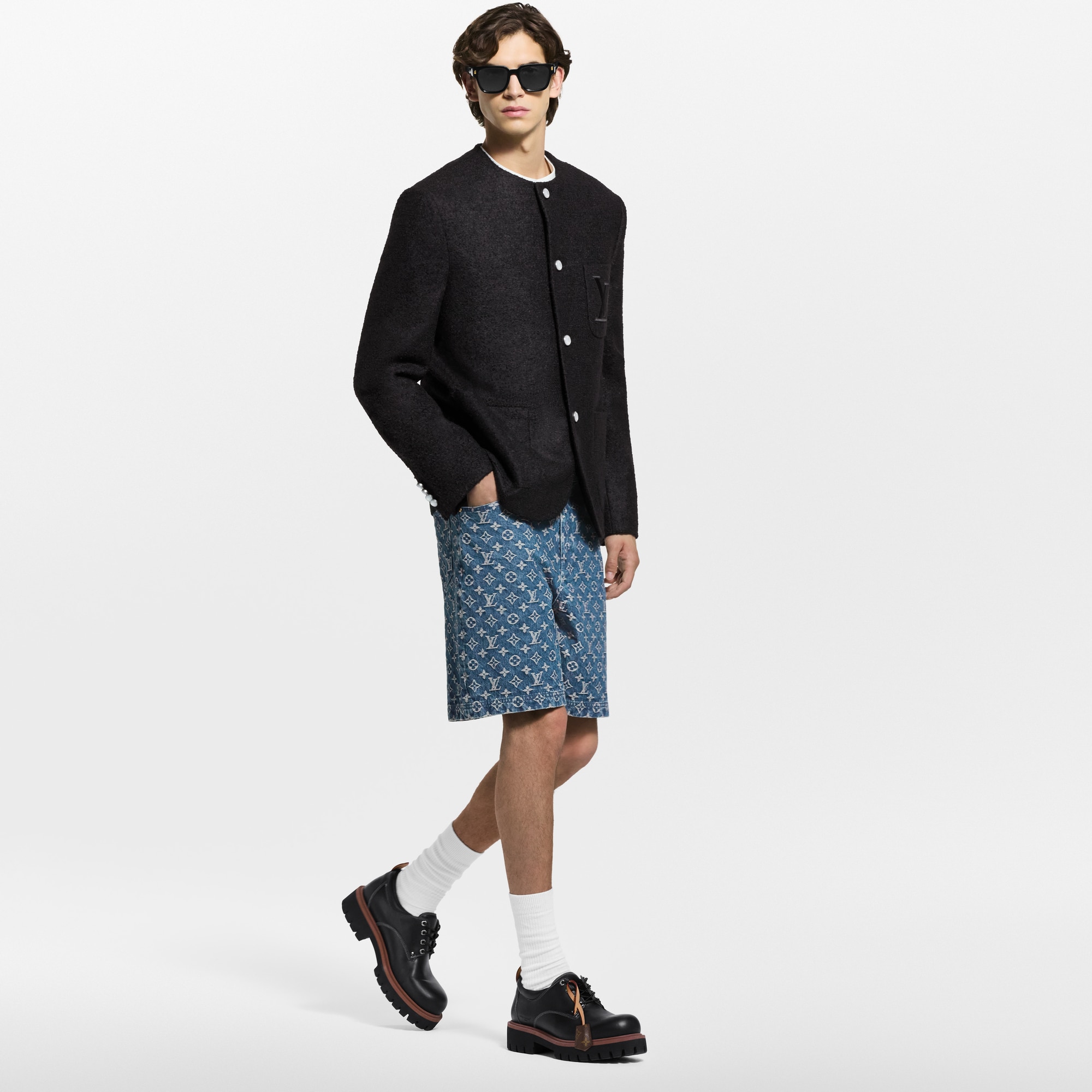 Monogram Denim Shorts  in Men