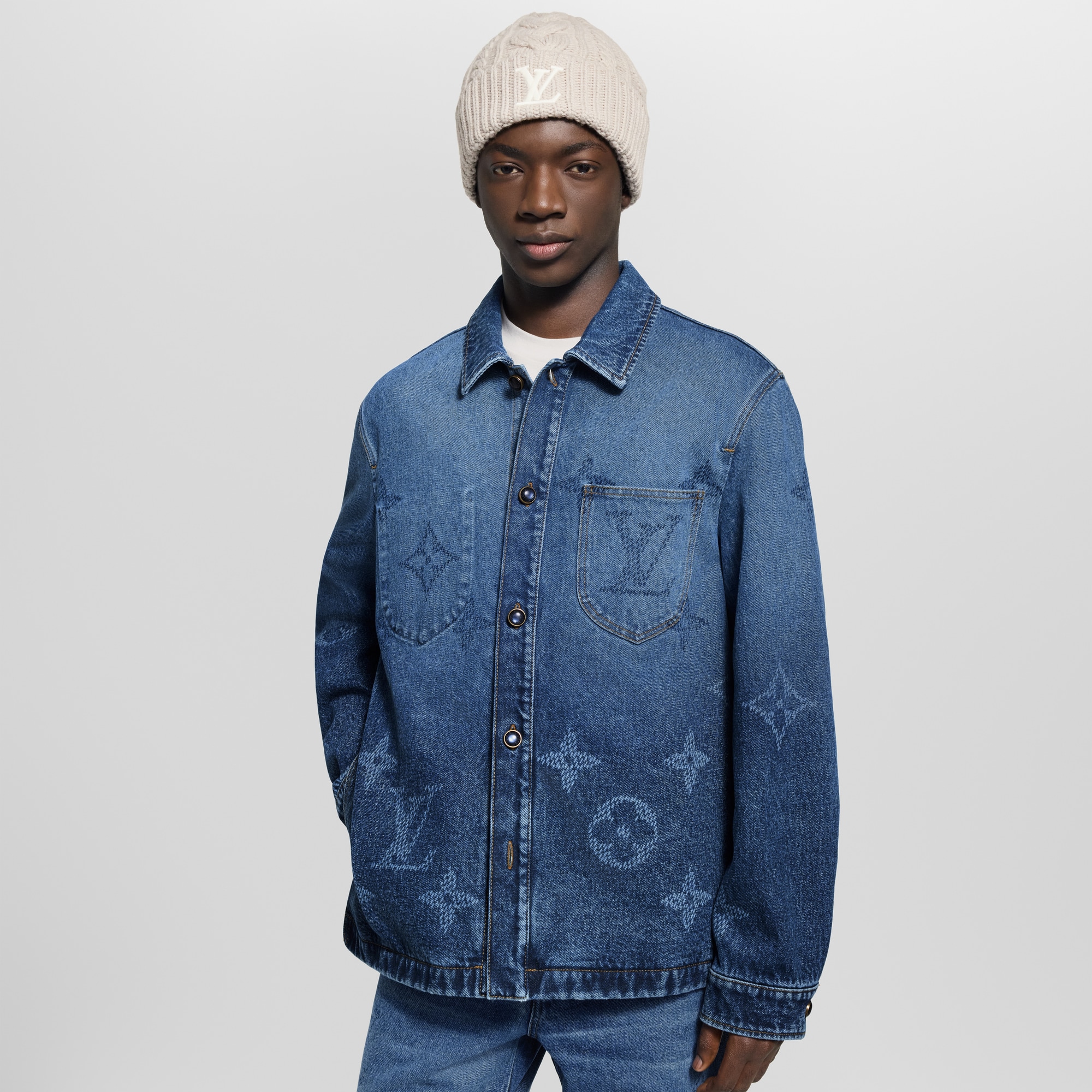 Monogram Denim Workwear Overshirt  in Men
