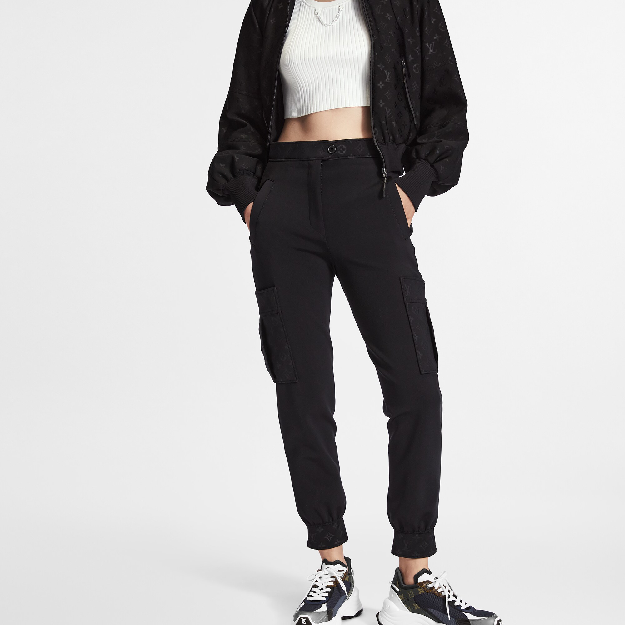 Monogram Detail Cargo Pants  in Women