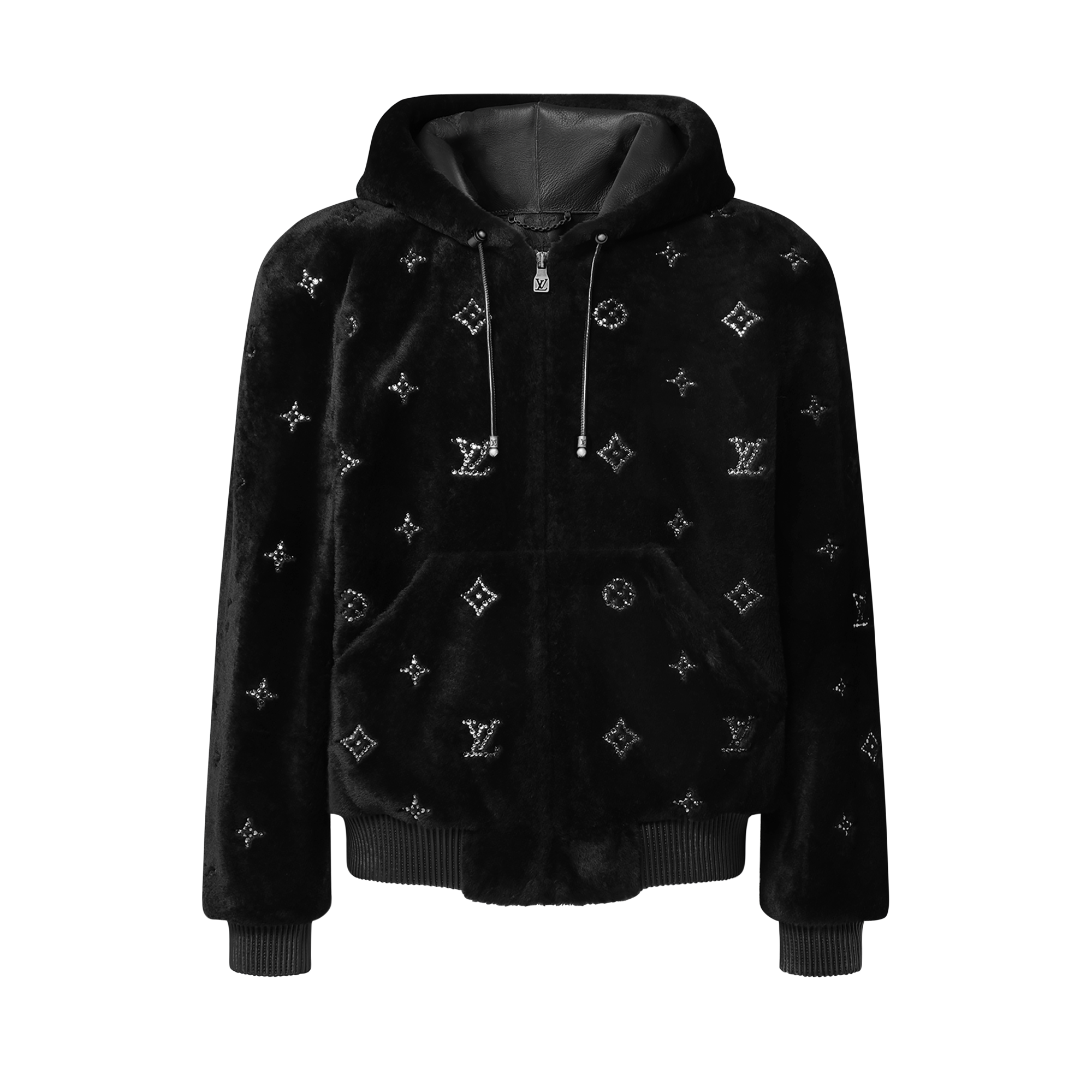 Monogram Embellished Shearling Hoodie  in Men