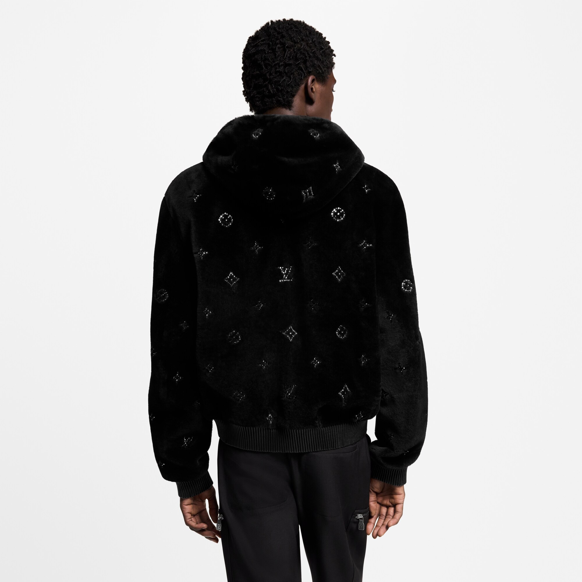 Monogram Embellished Shearling Hoodie  in Men