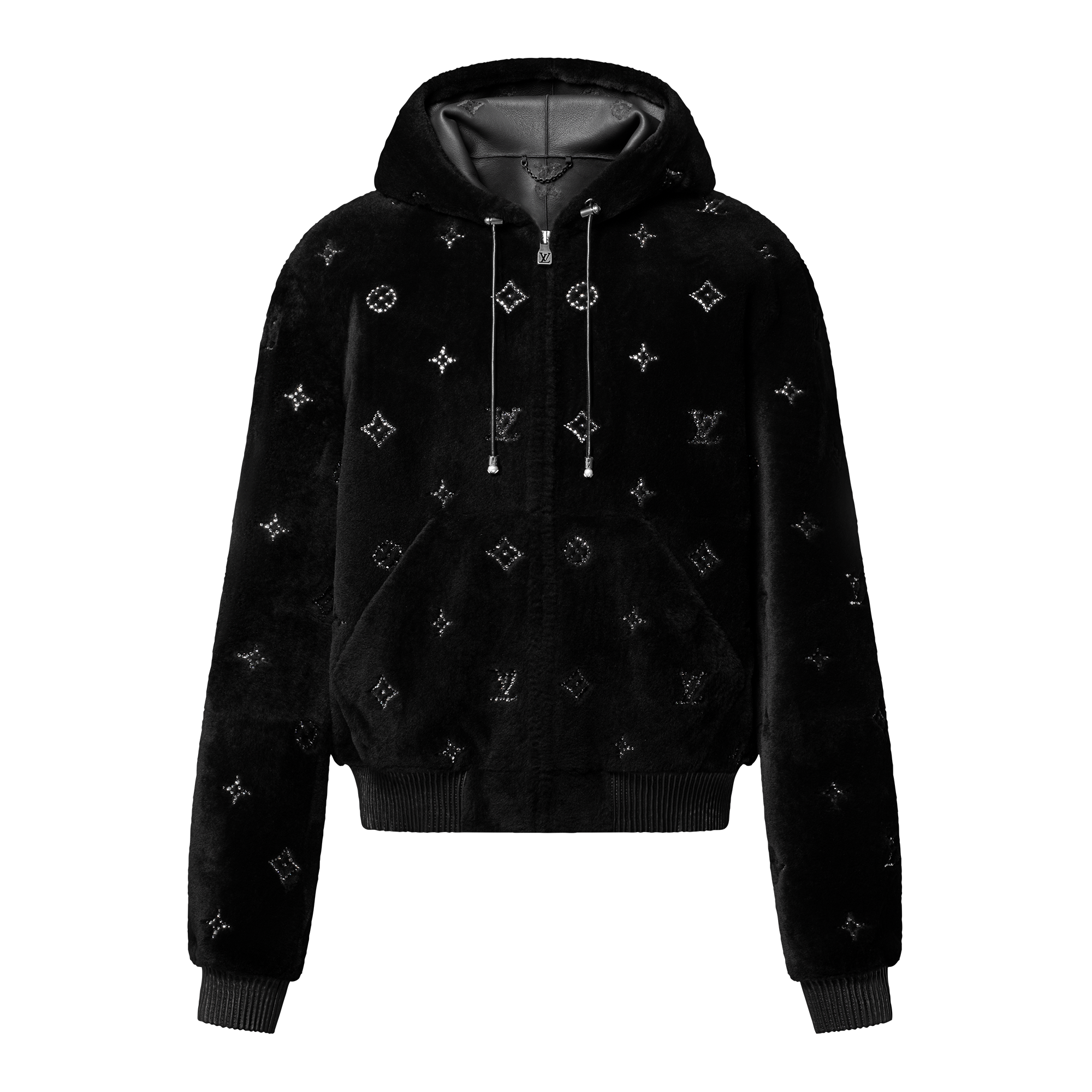 Monogram Embellished Shearling Hoodie  in Men