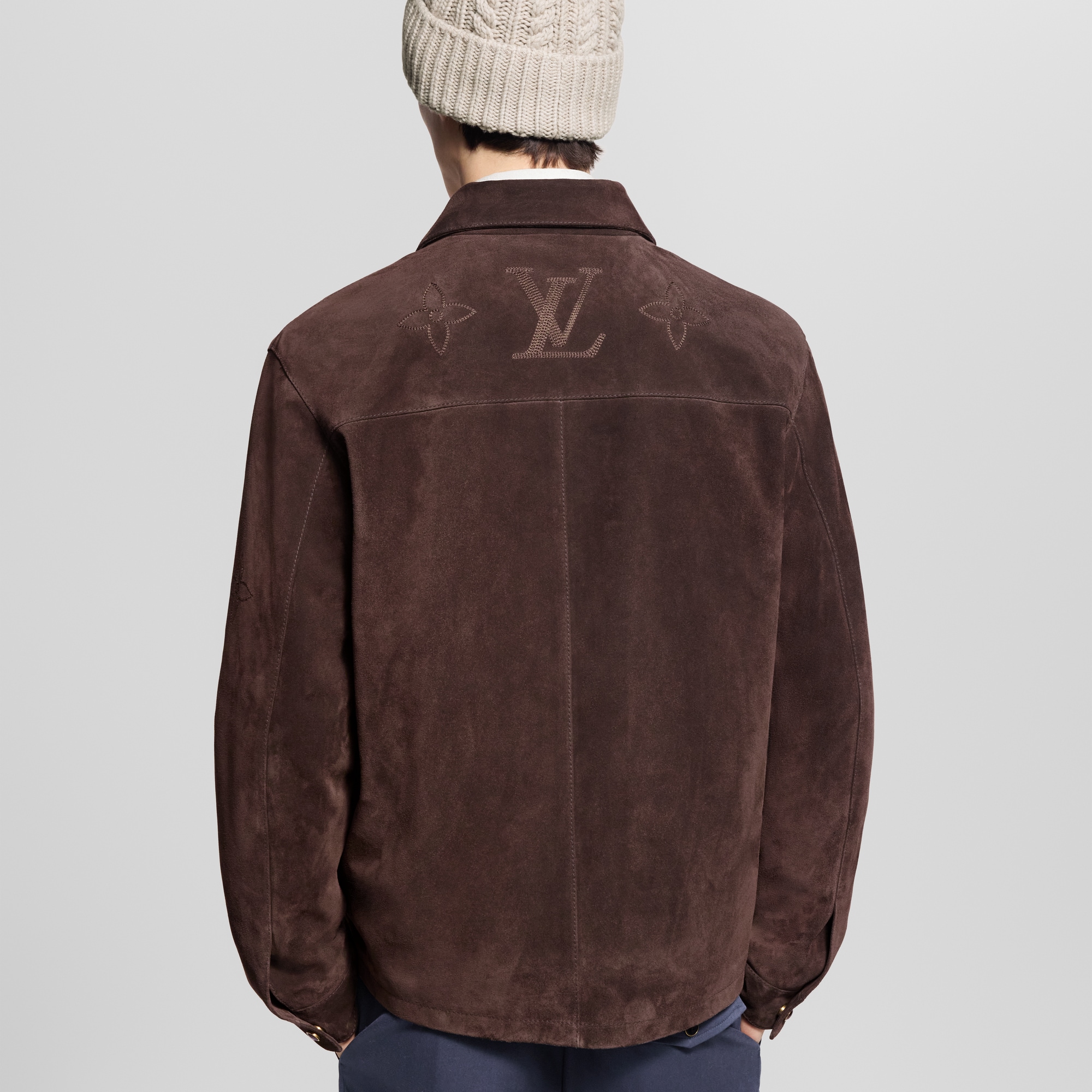 Monogram Embroidered Suede Overshirt  in Men