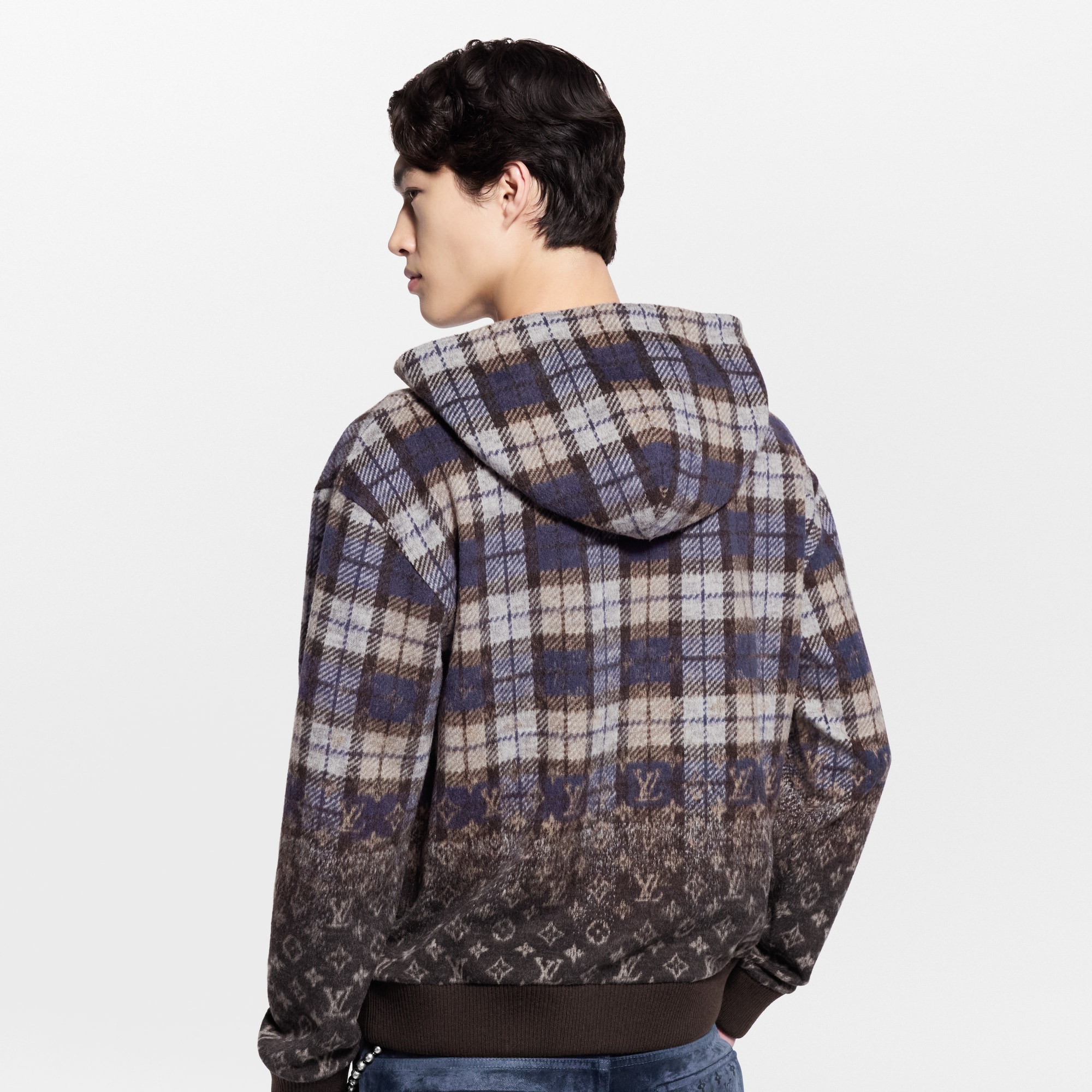 Monogram Faded Plaid Hoodie  in Men