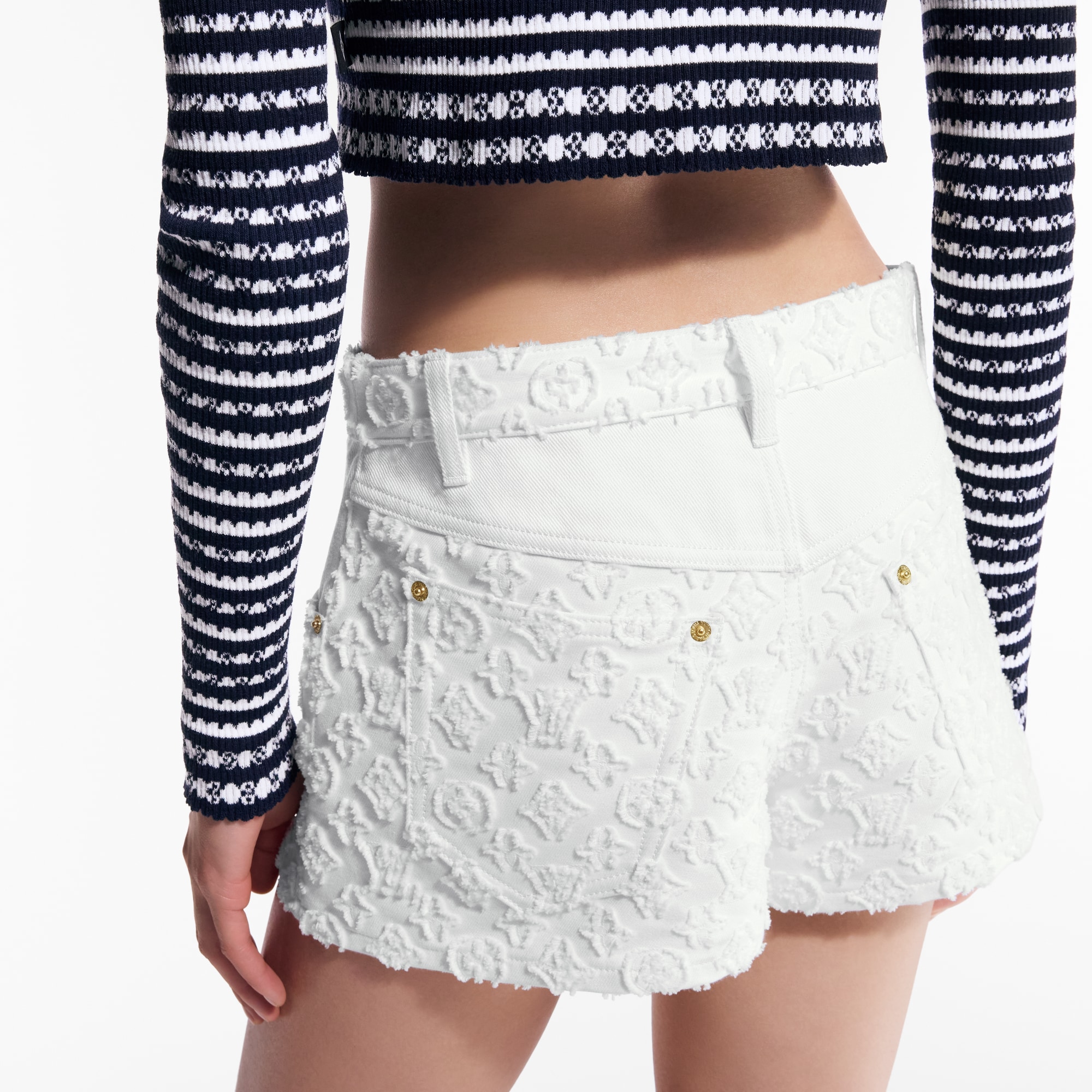 Monogram Fil Coupé Denim Shorts   in Women