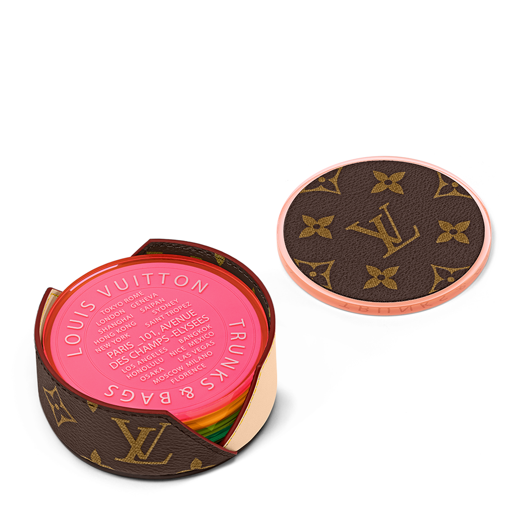 Monogram Fluo Coasters Monogram Canvas in Trunks, Travel and Home