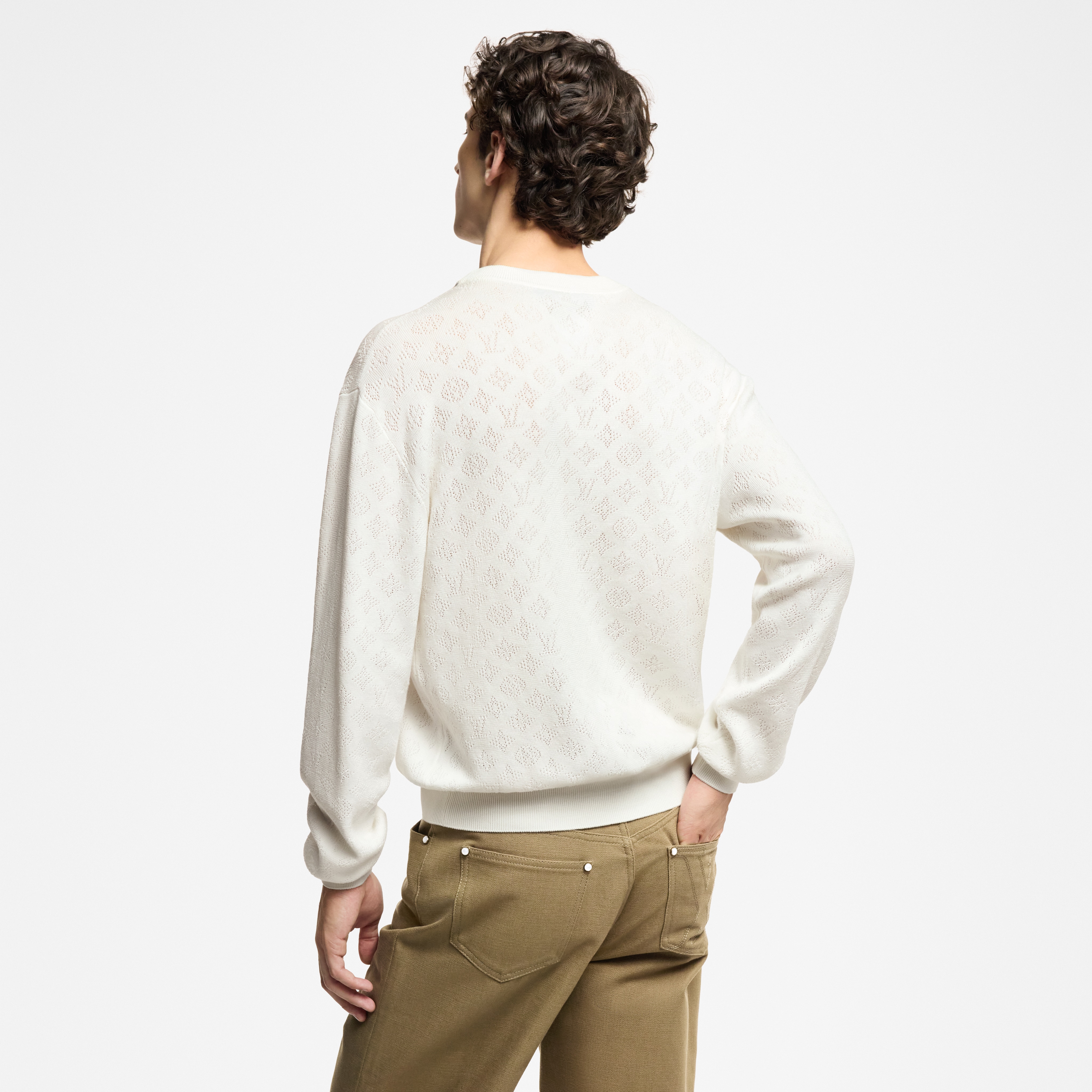 Monogram Pointelle Cotton Pullover  in Men