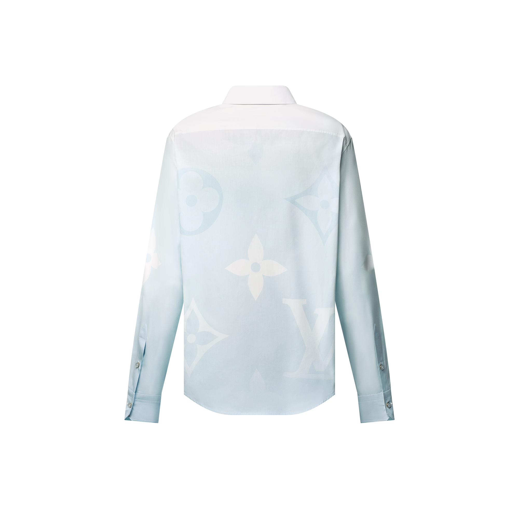 Monogram Printed Long-Sleeved Cotton Poplin Shirt  in Men