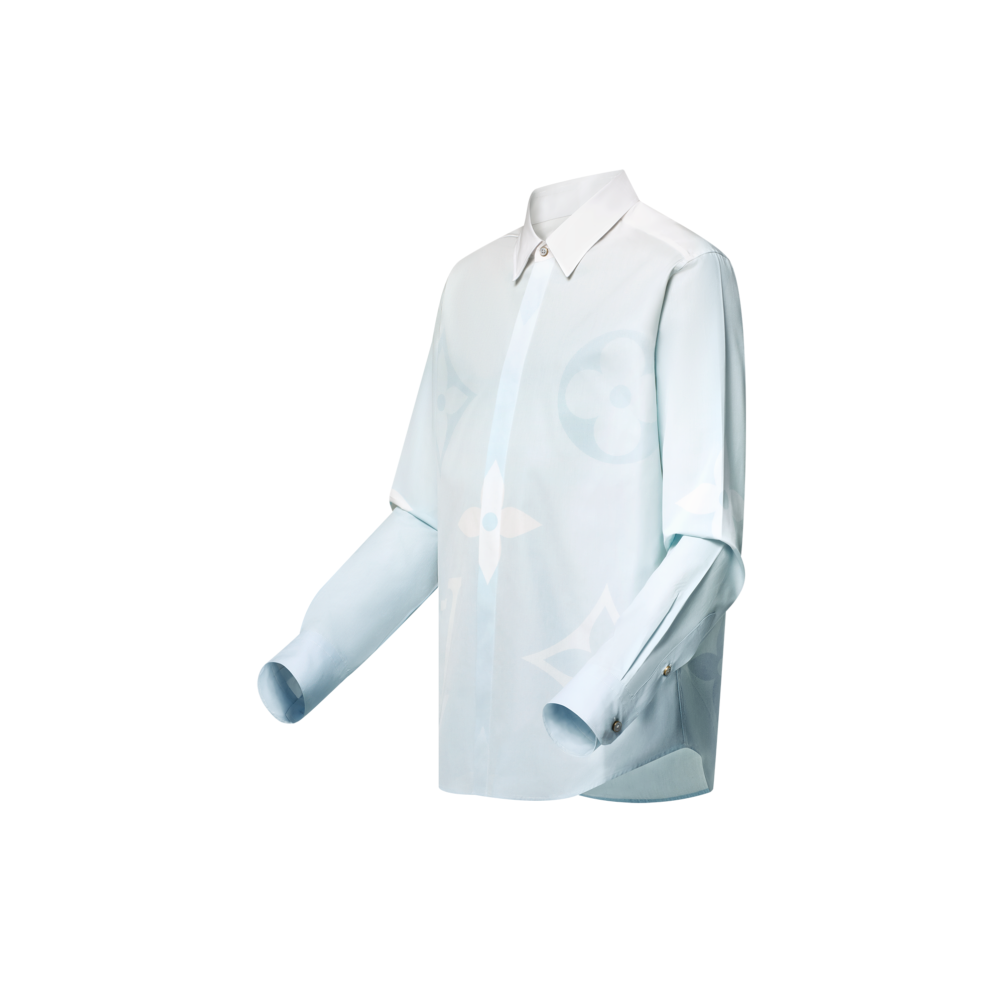 Monogram Printed Long-Sleeved Cotton Poplin Shirt  in Men