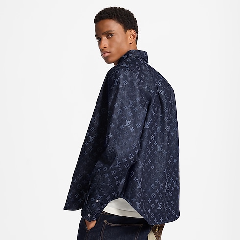 Monogram Surplus Lasered Denim Shirt cropped worn view