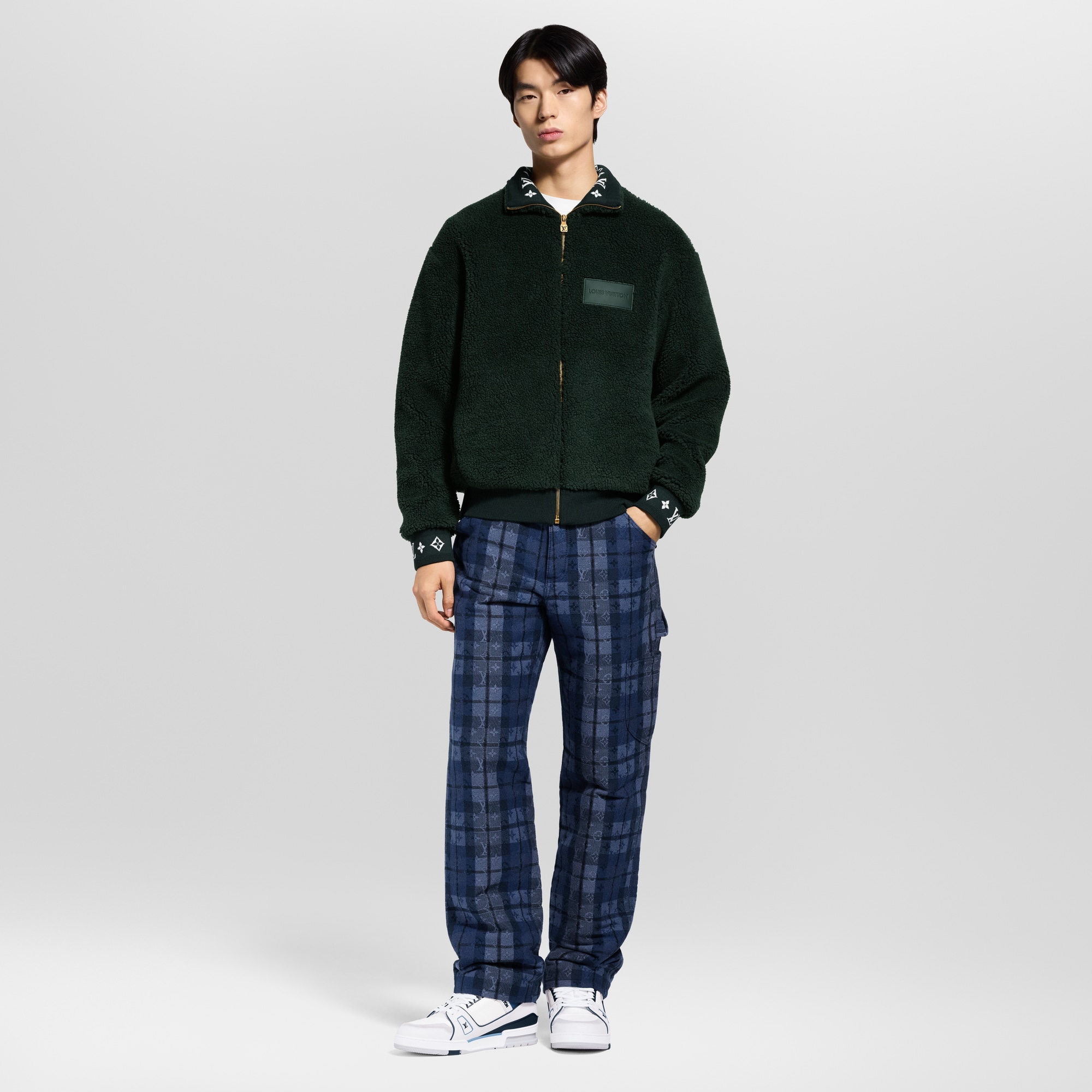 Monogram Tartan Denim  Pants  in Men