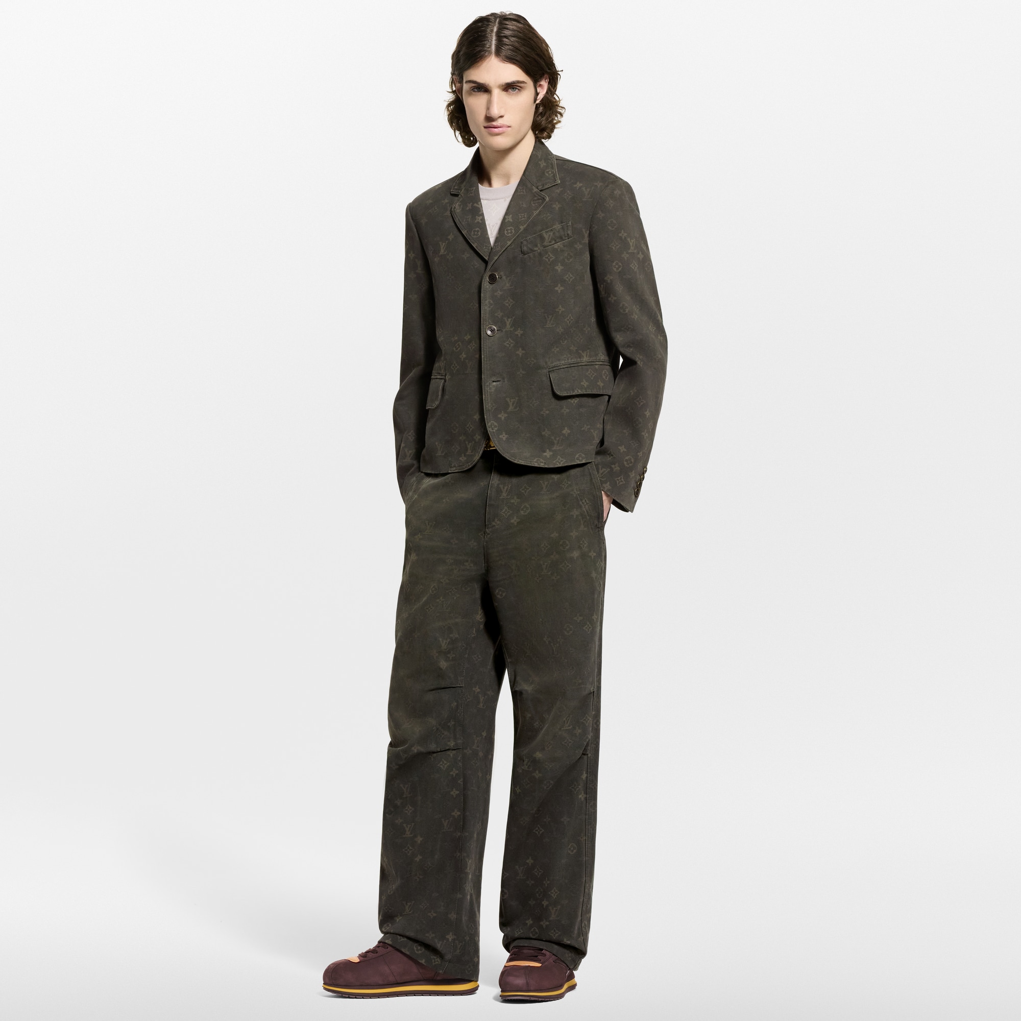 Monogram Waxed Denim Pants  in Men