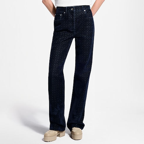Nanogram Flocked Velvet Jeans in Women's Ready-to-Wear Pants and Shorts collections by Louis Vuitton (Product zoom)