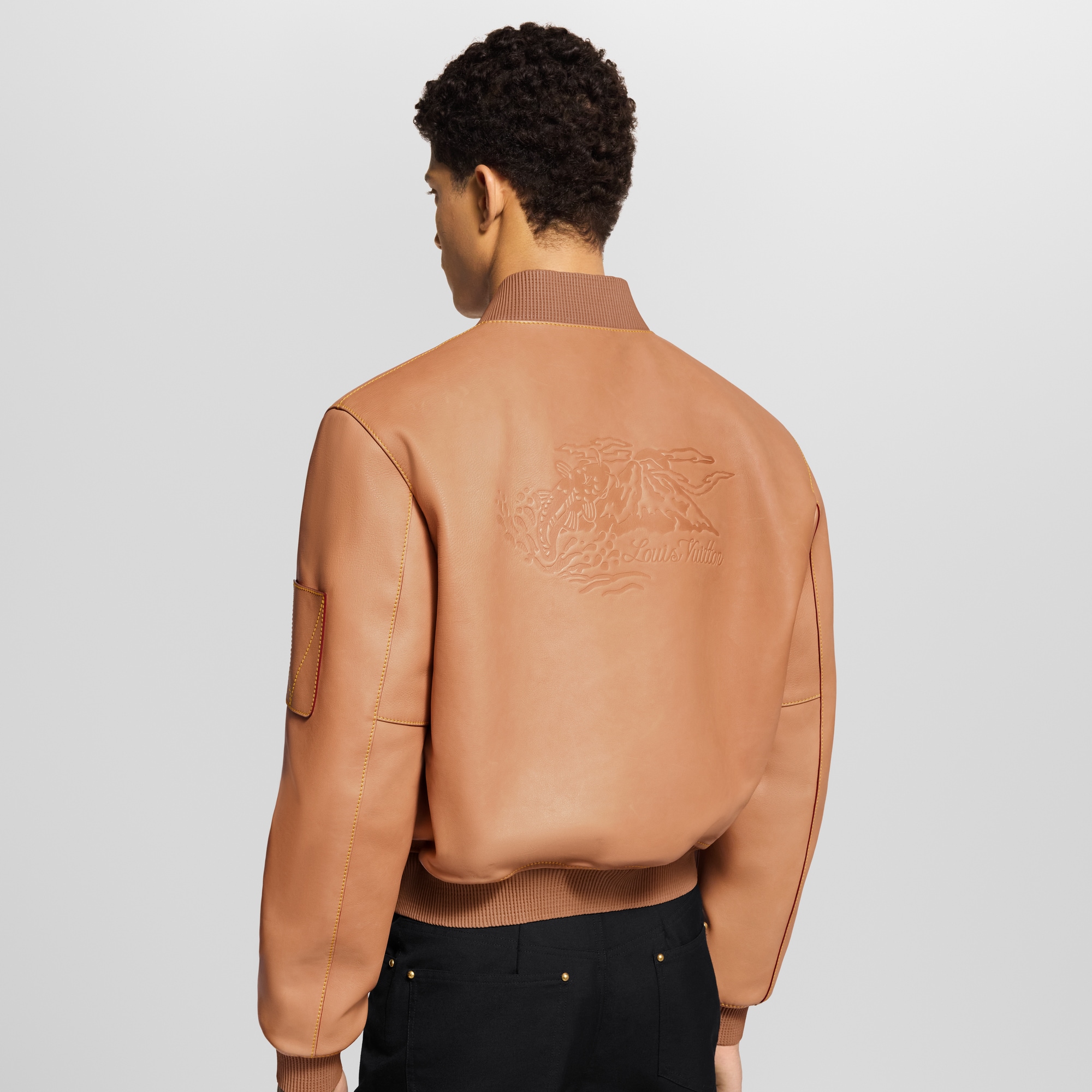 Natural Leather Varsity Blouson  in Men