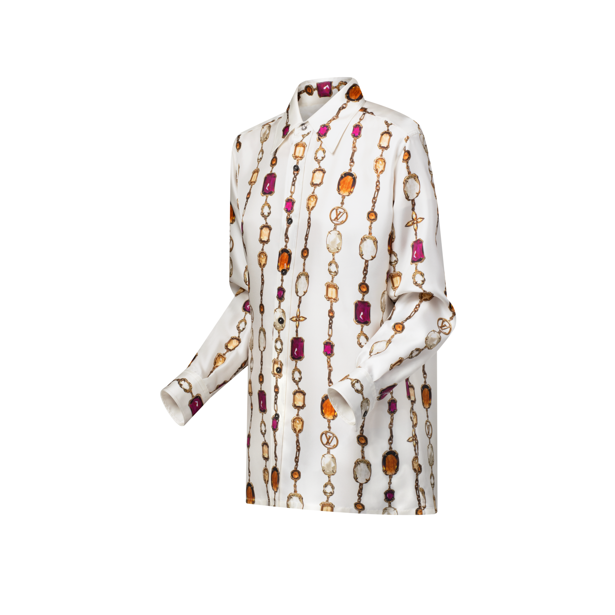 Necklace Print Silk Shirt  in Women