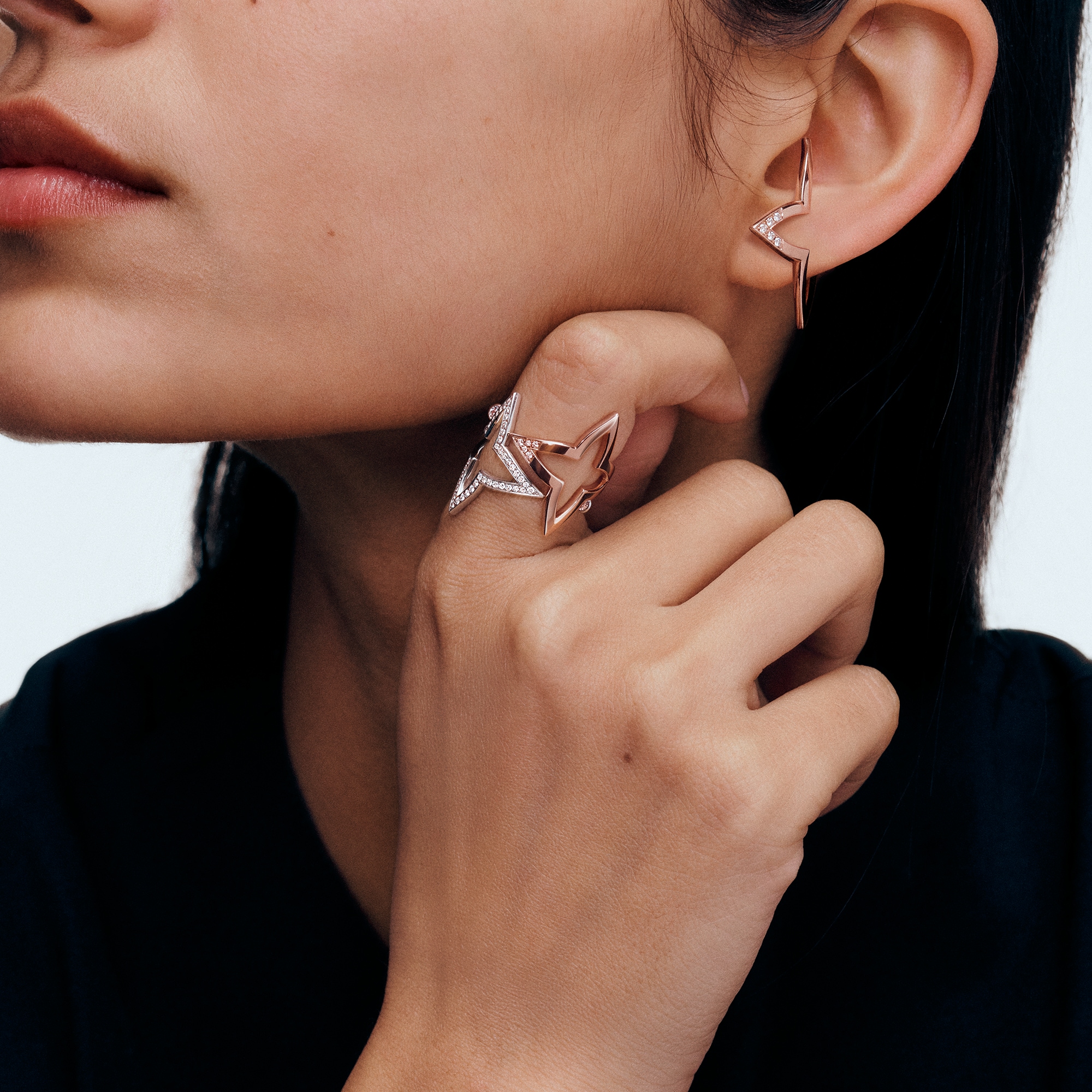 Ombre Blossom Open Ring, White Gold and Diamonds  in Jewelry