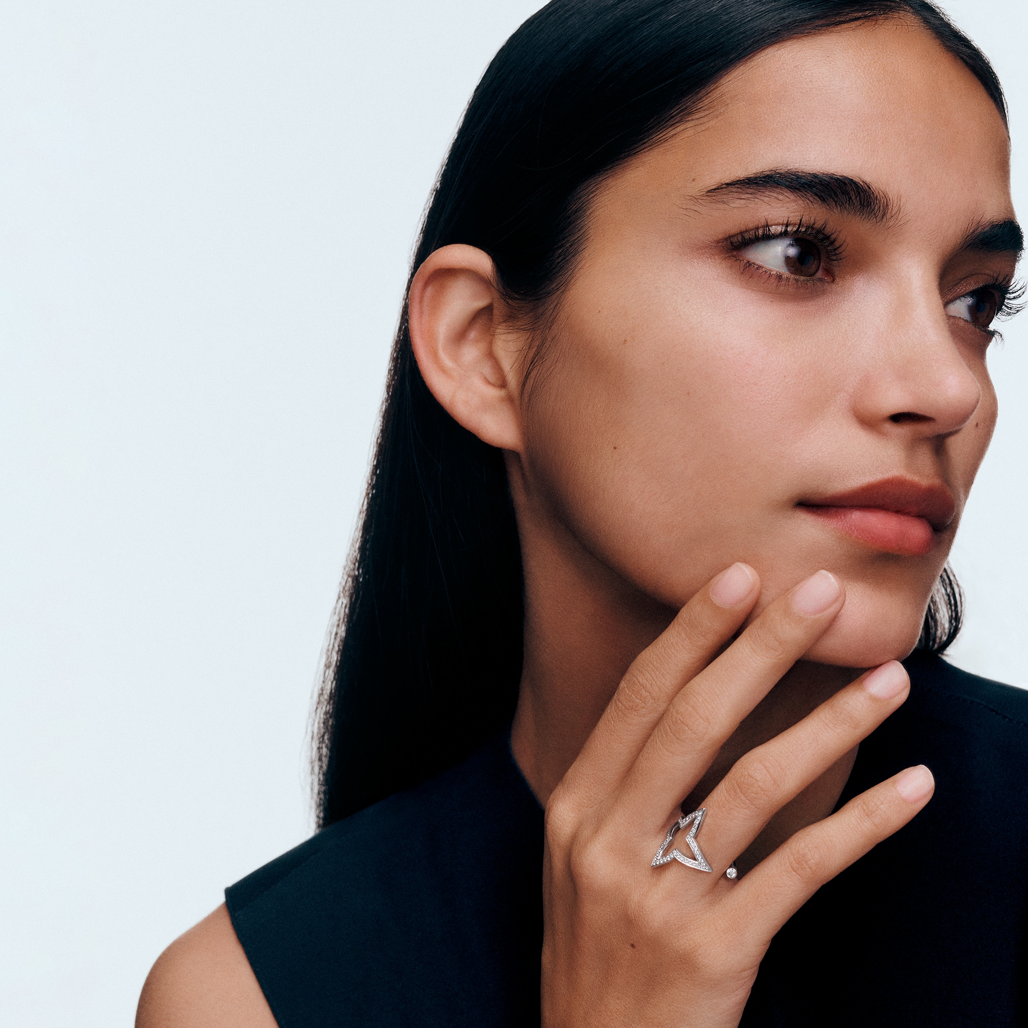 Ombre Blossom Open Ring, White Gold and Diamonds  in Jewelry