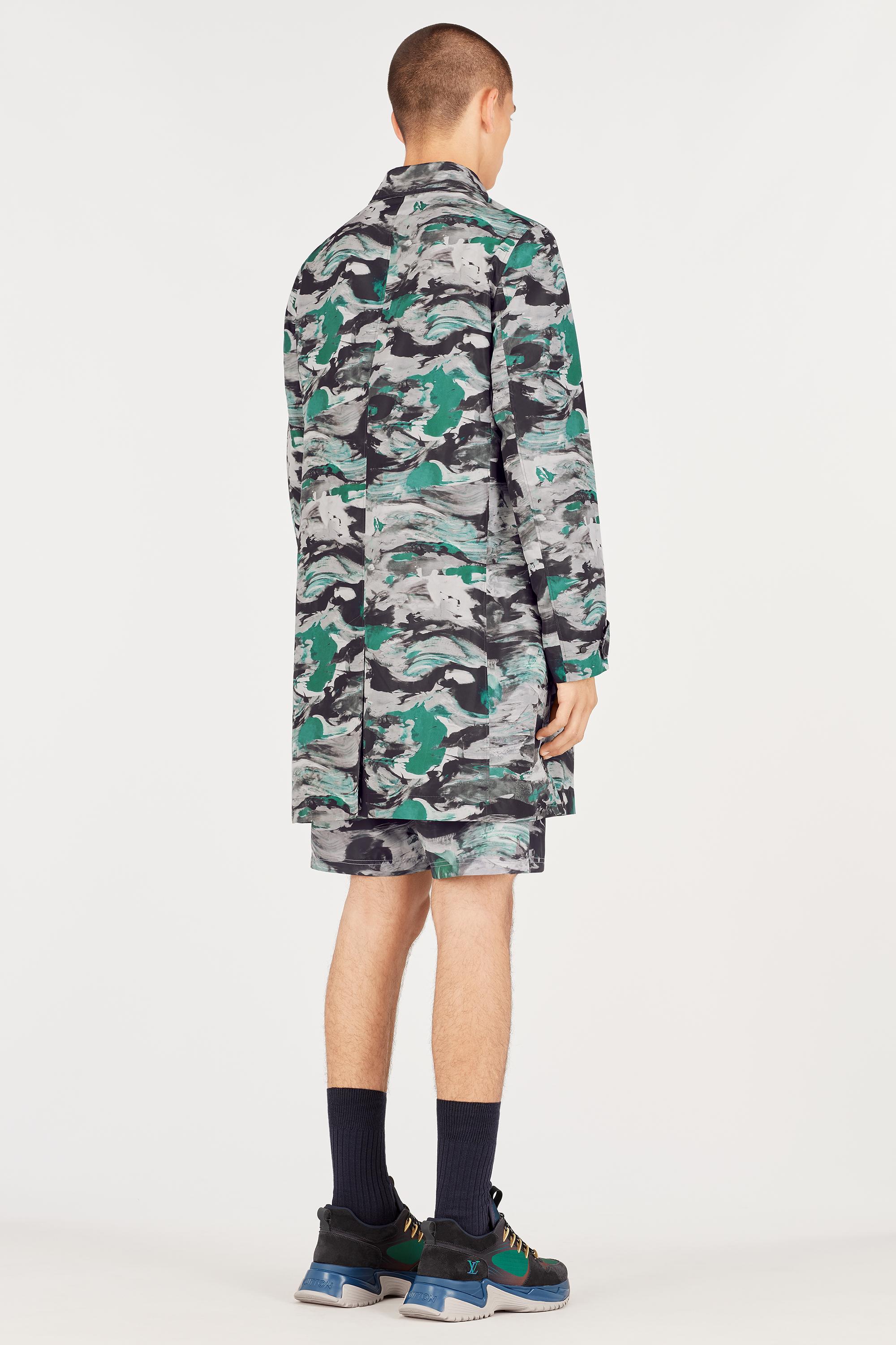 Packable Surface Planet Print Coat  in Men