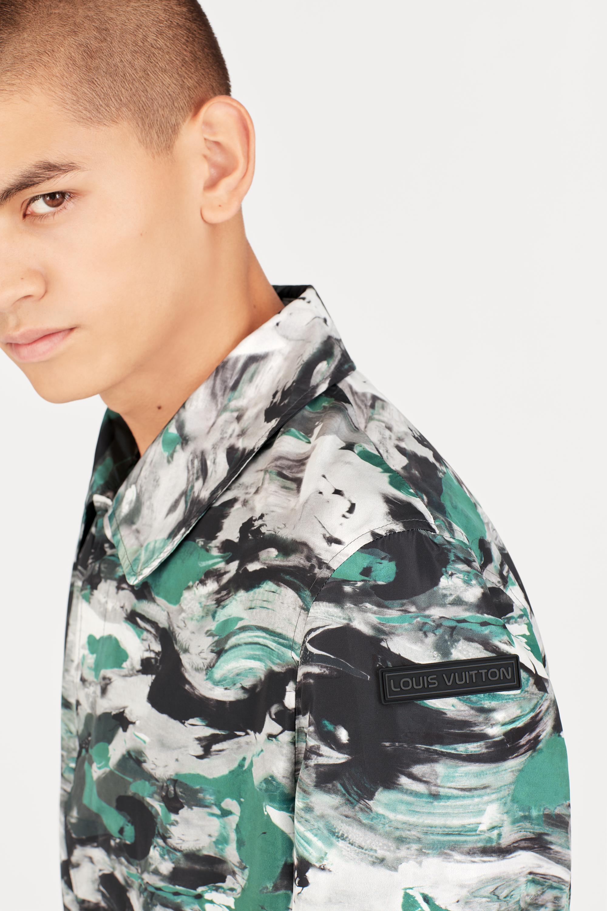 Packable Surface Planet Print Coat  in Men