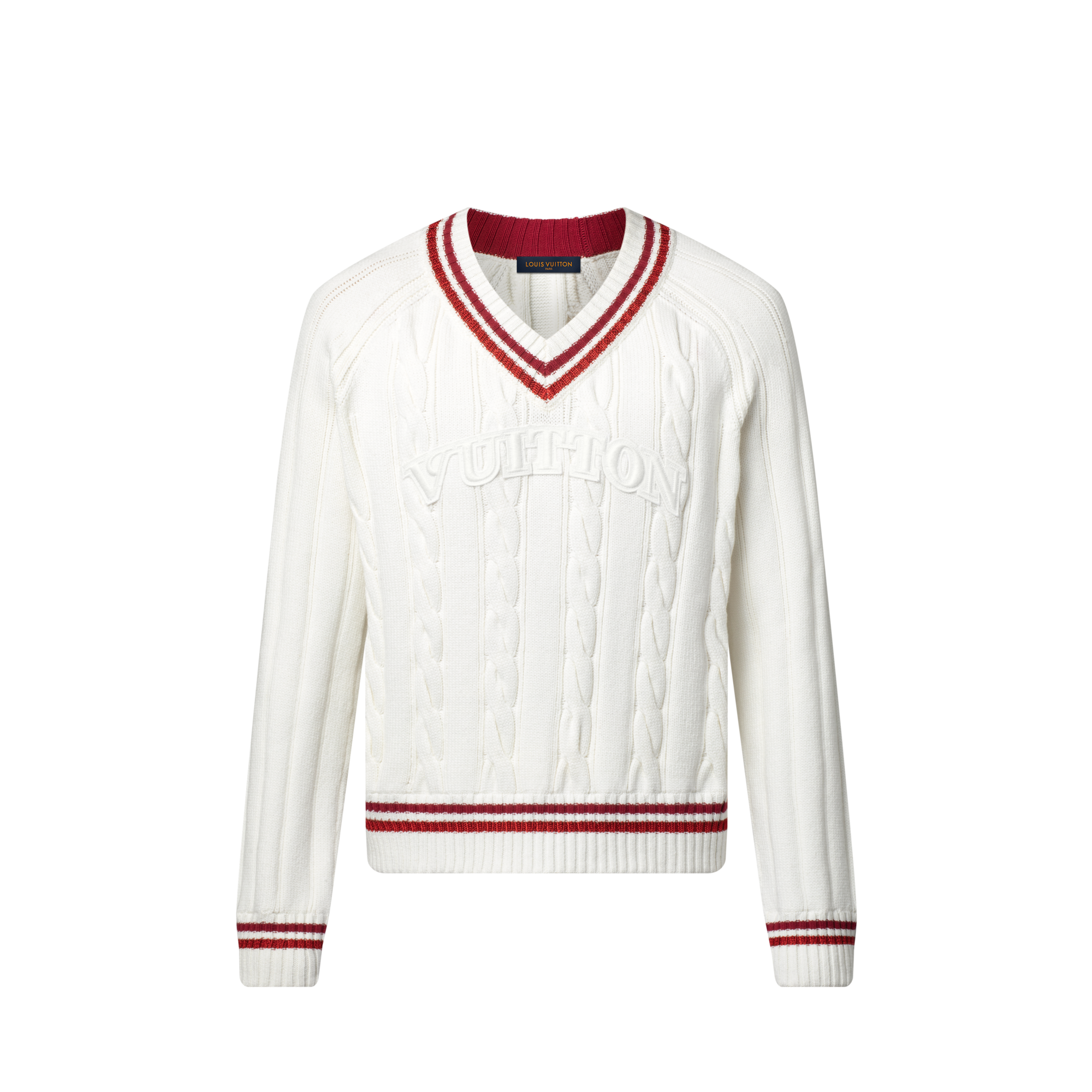 Preppy V-Neck Cable Pullover  in Men