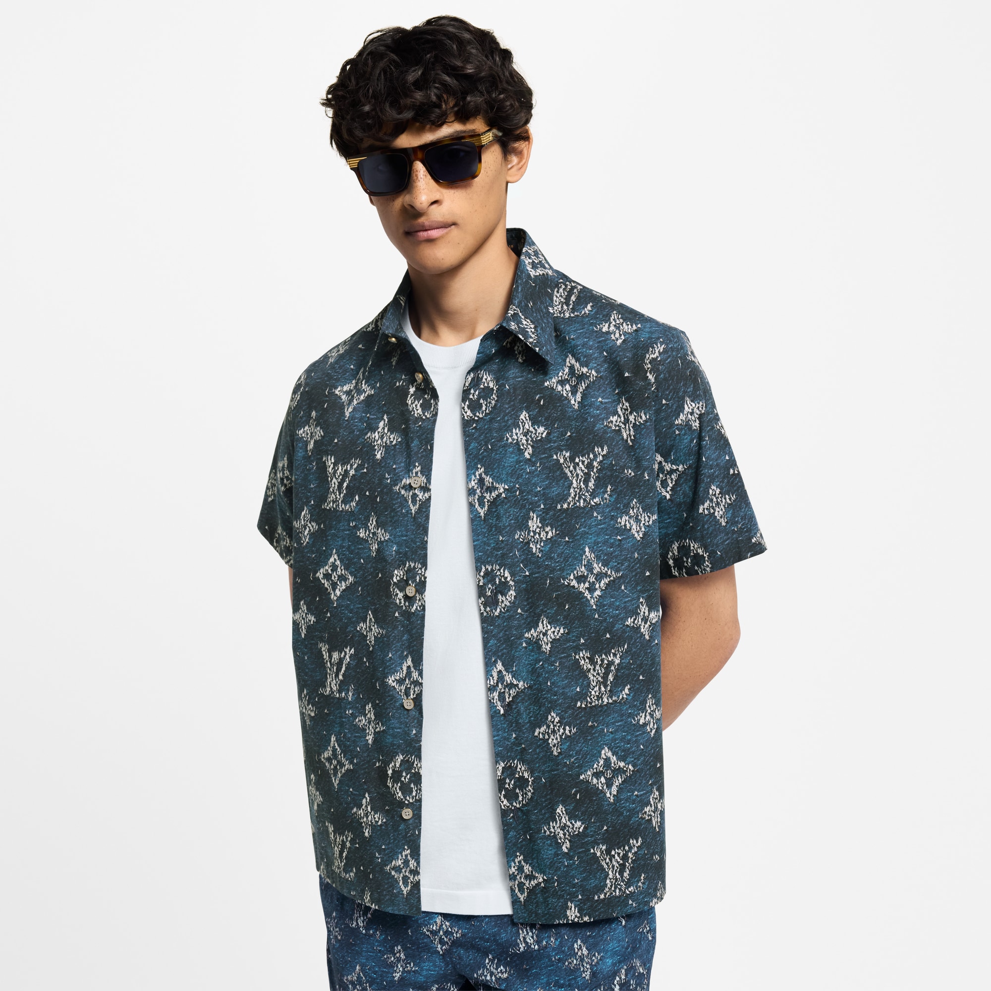Printed Monogram Short-Sleeved Shirt  in Men