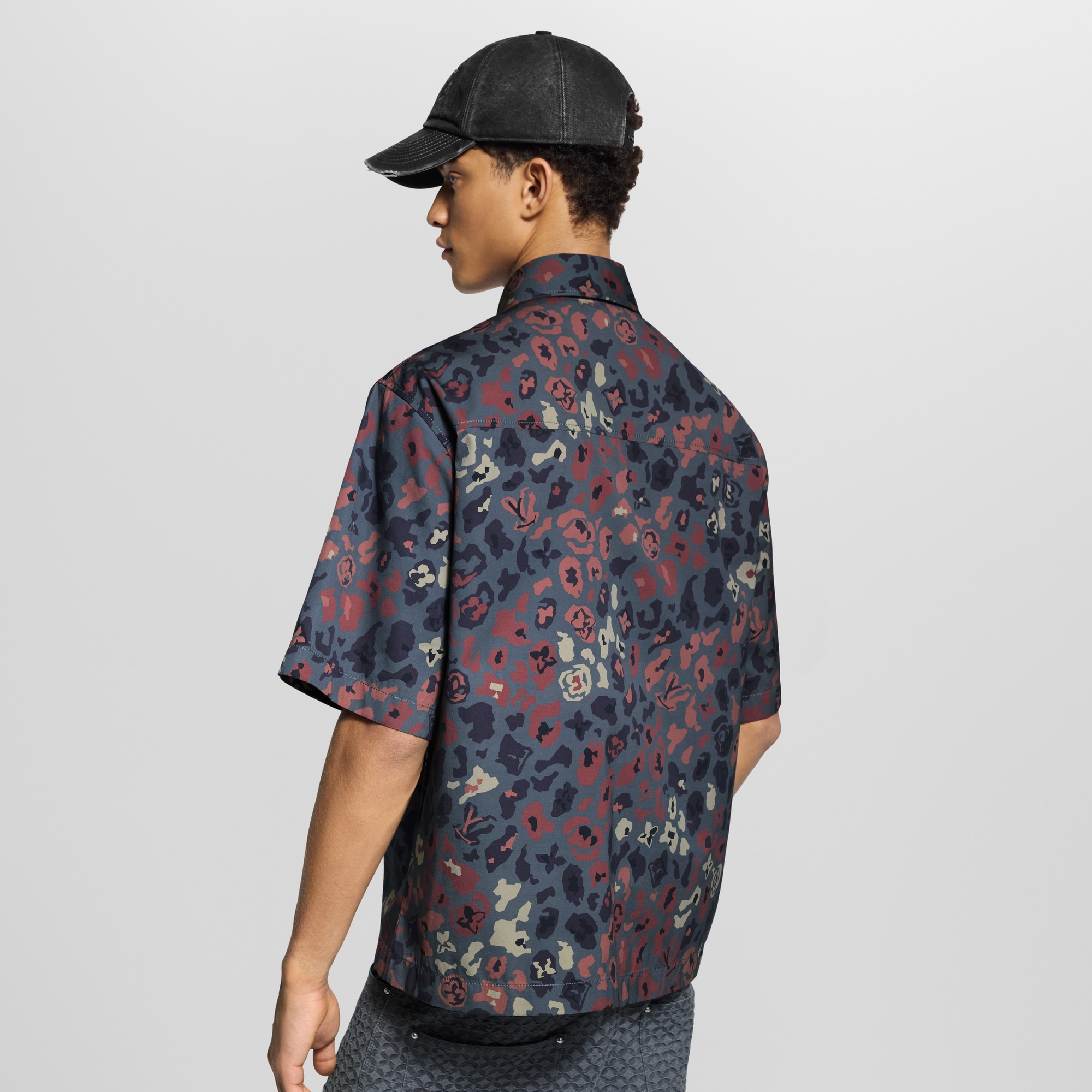 Printed Short-Sleeved Workwear Shirt  in Men