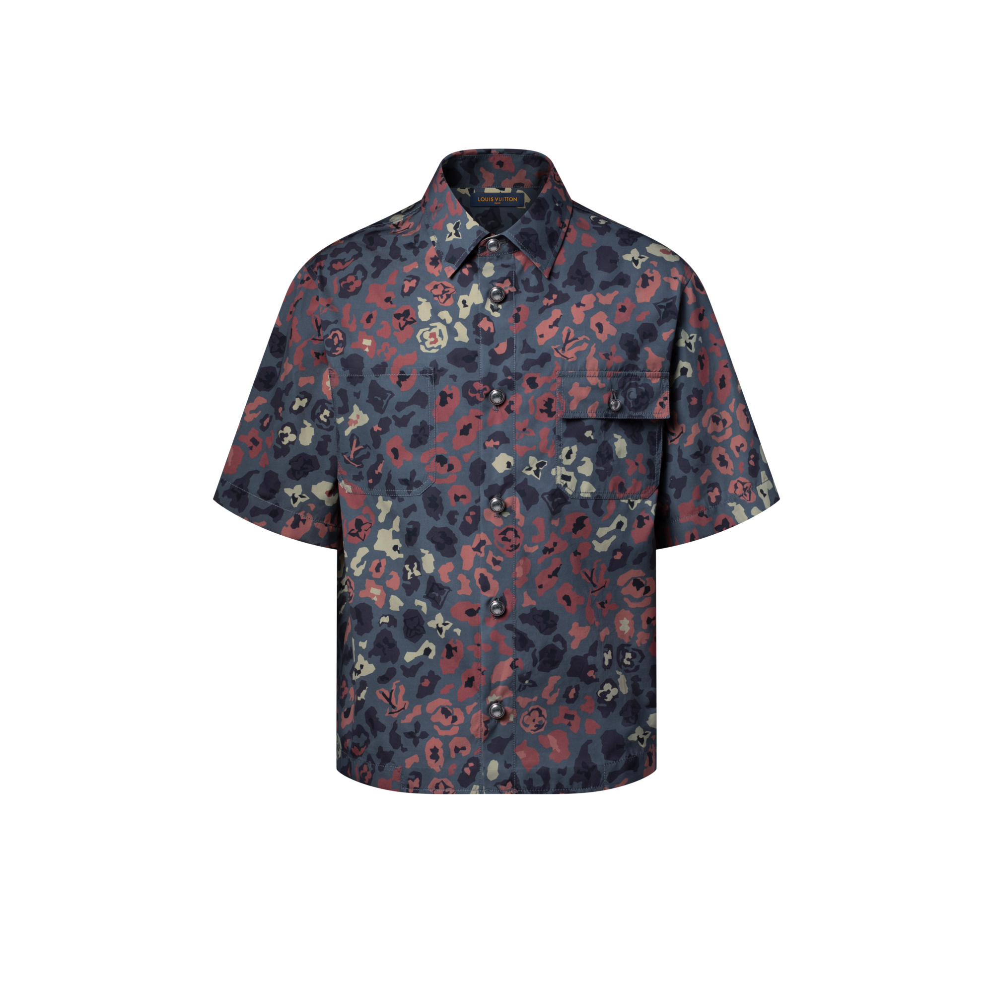 Printed Short-Sleeved Workwear Shirt  in Men