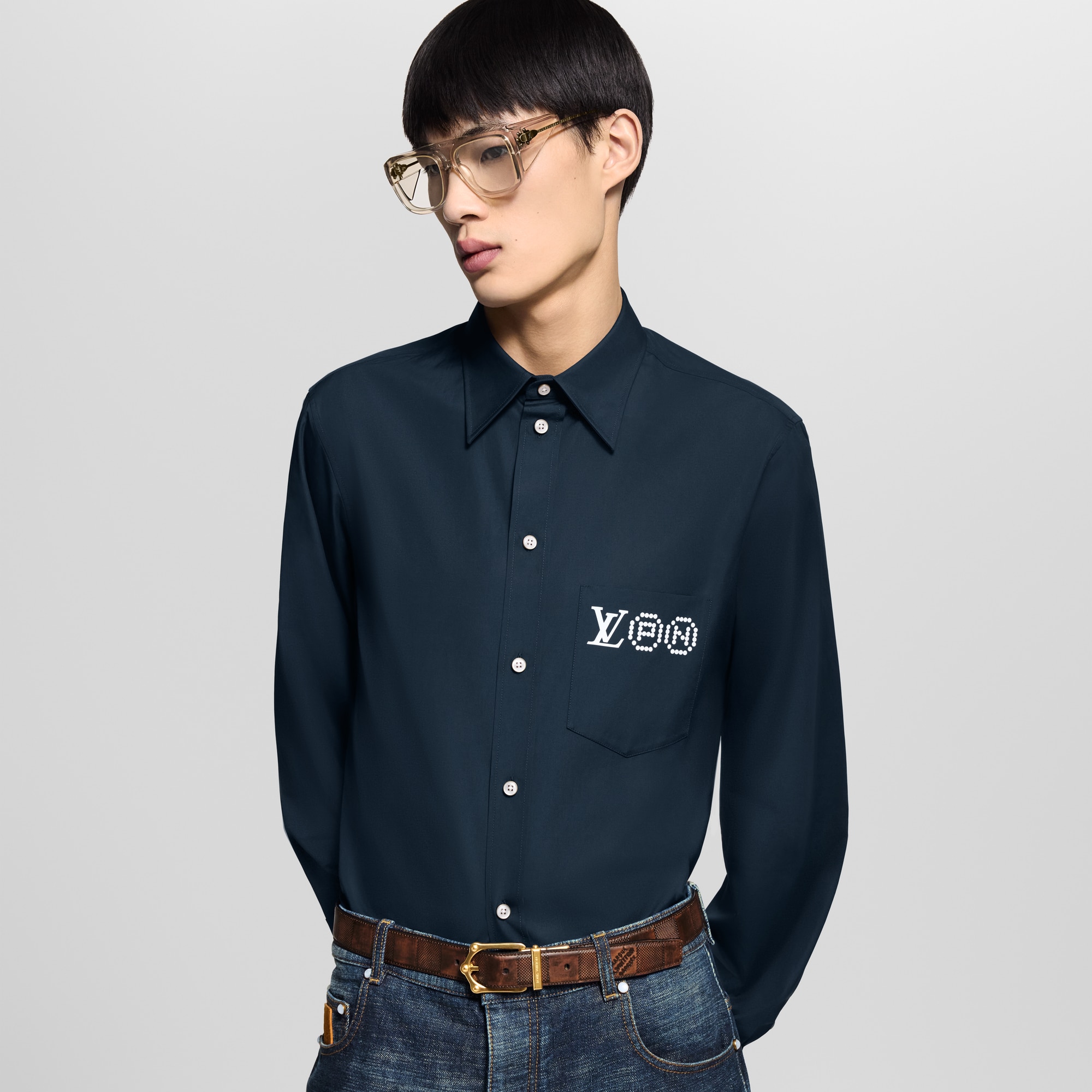 Printed Signature Long-Sleeved Shirt  in Men