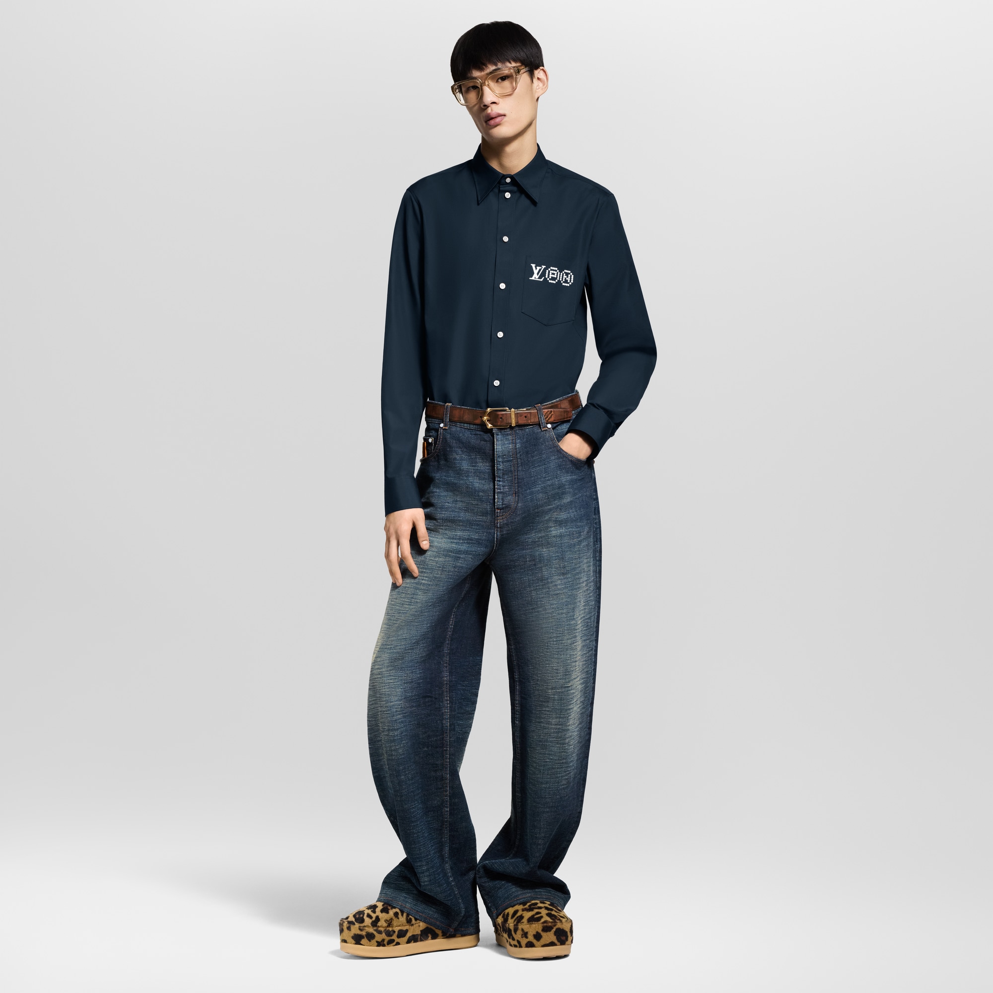 Printed Signature Long-Sleeved Shirt  in Men