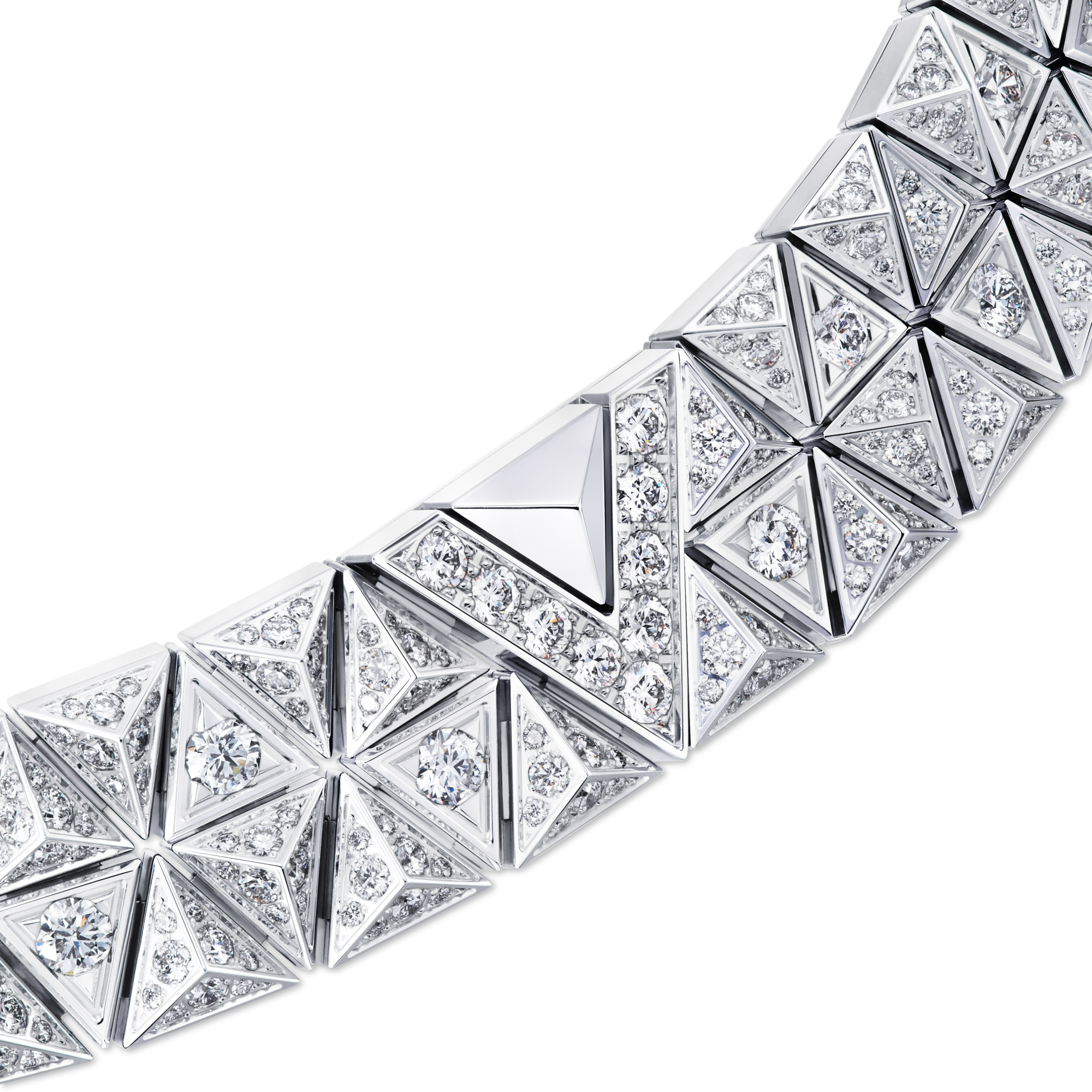 Pure V Two-Row Necklace, White Gold and Diamonds  in Jewelry
