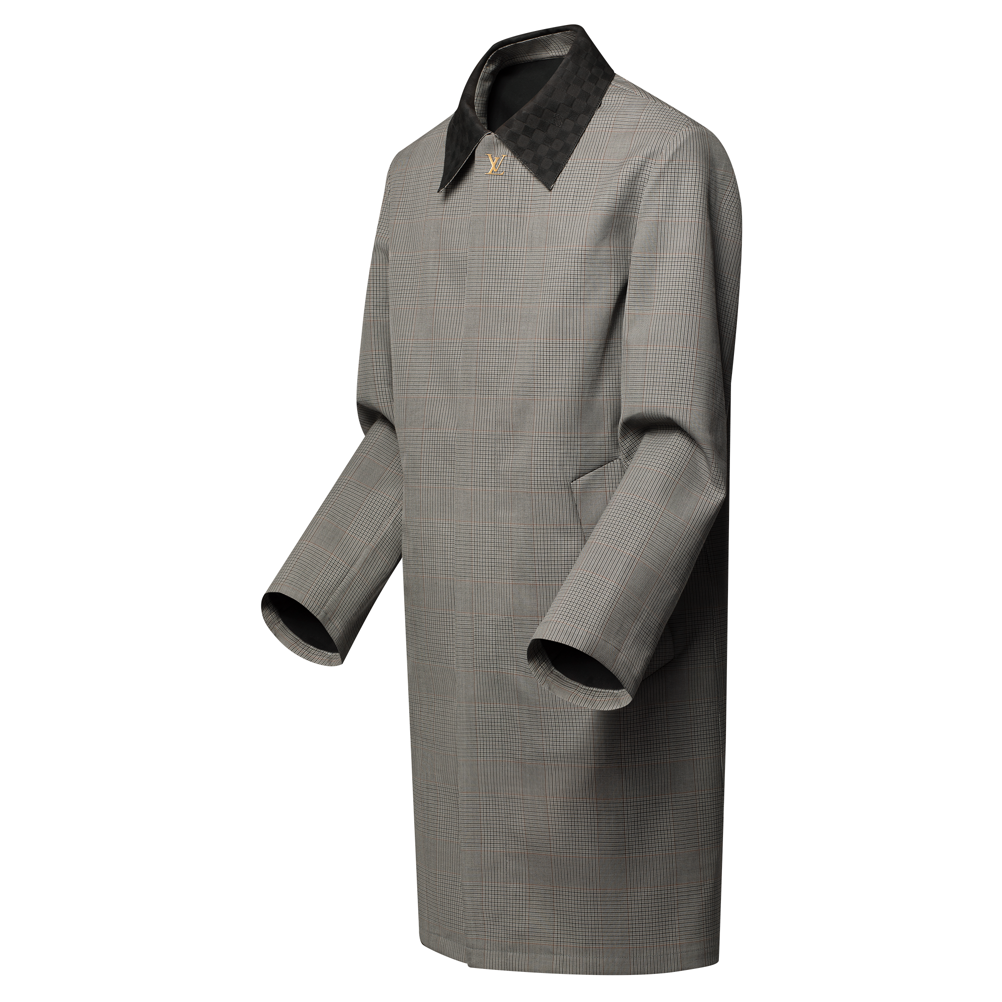 Raincoat With Damier Suede Collar  in Men