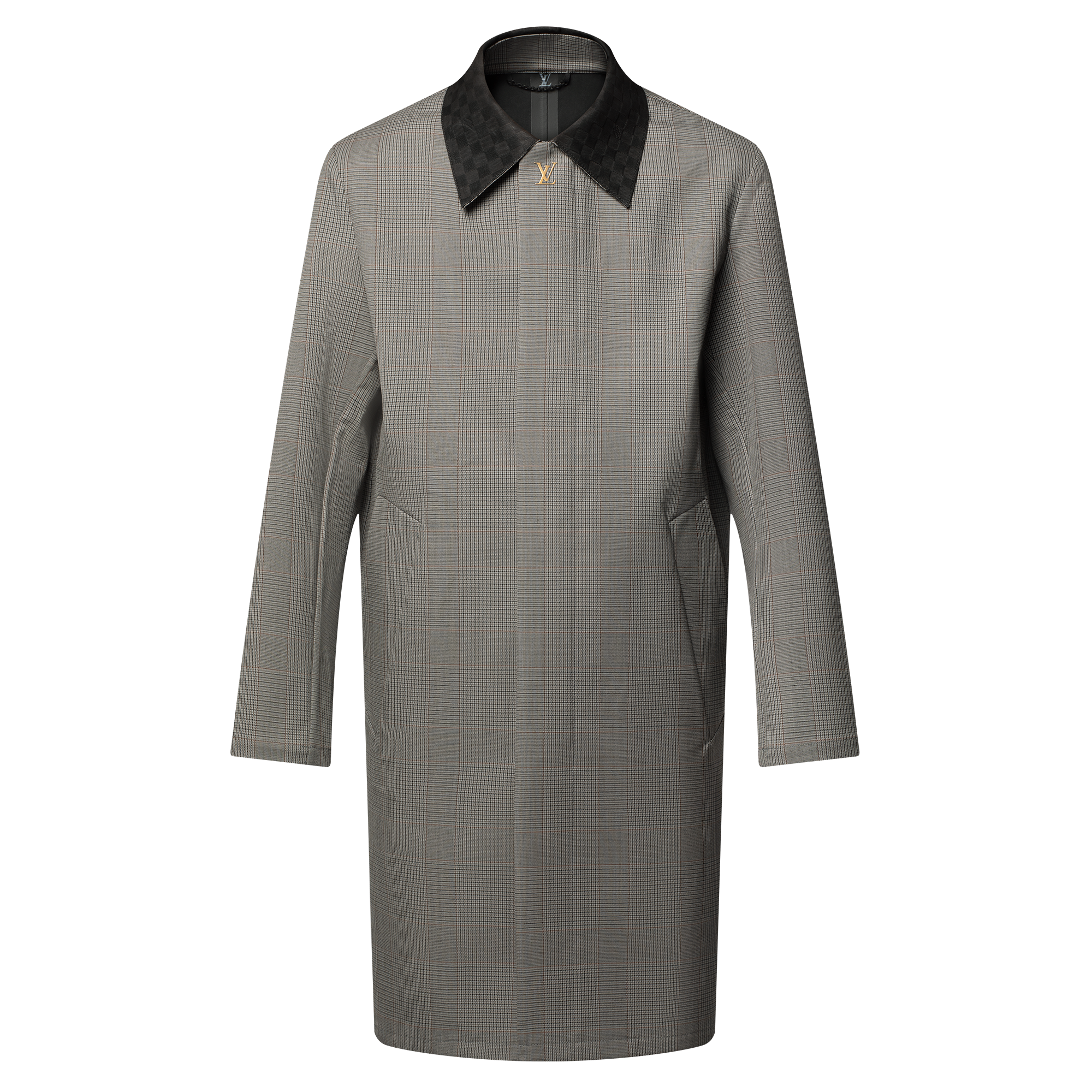 Raincoat With Damier Suede Collar  in Men