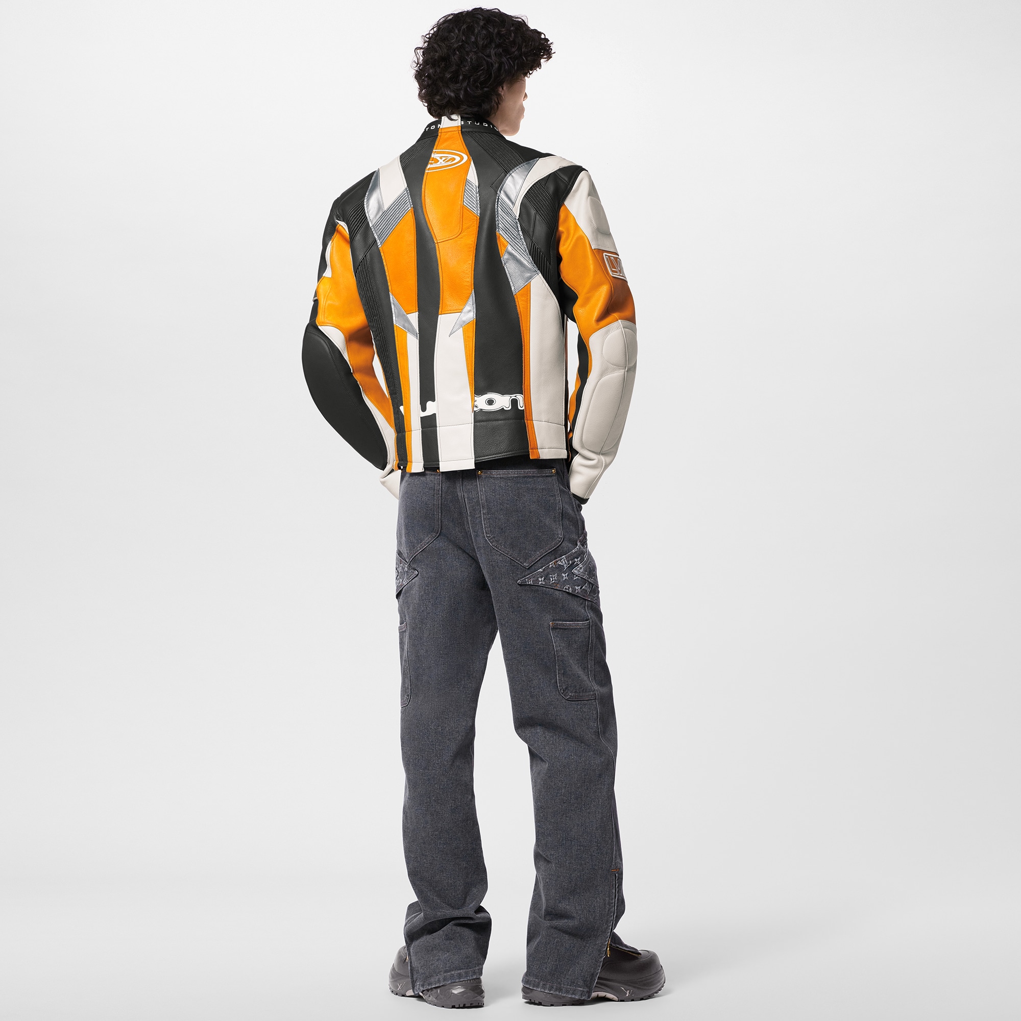 Reconstructed Leather Biker Jacket  in Men