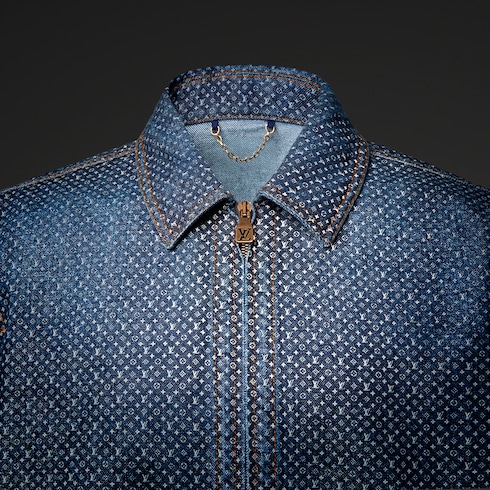 Reflective Nanogram Zippered Denim Jacket in Men's Ready-to-Wear Outerwear and Coats collections by Louis Vuitton