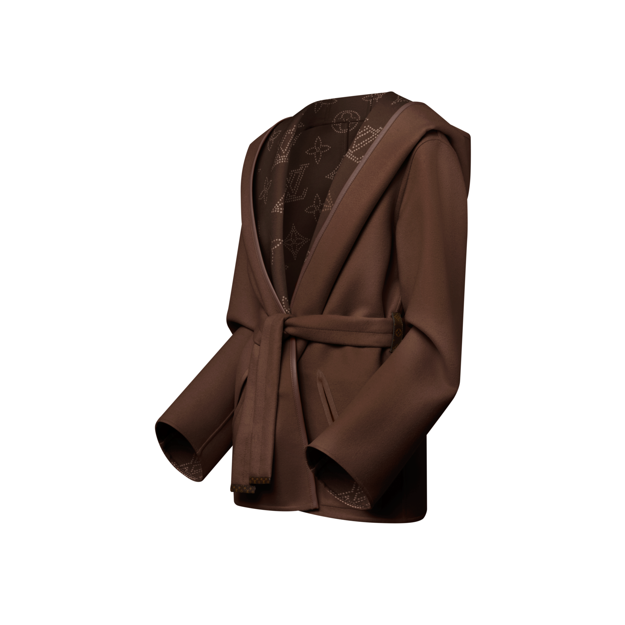 Reversible Short Hooded Wrap Coat  in Women