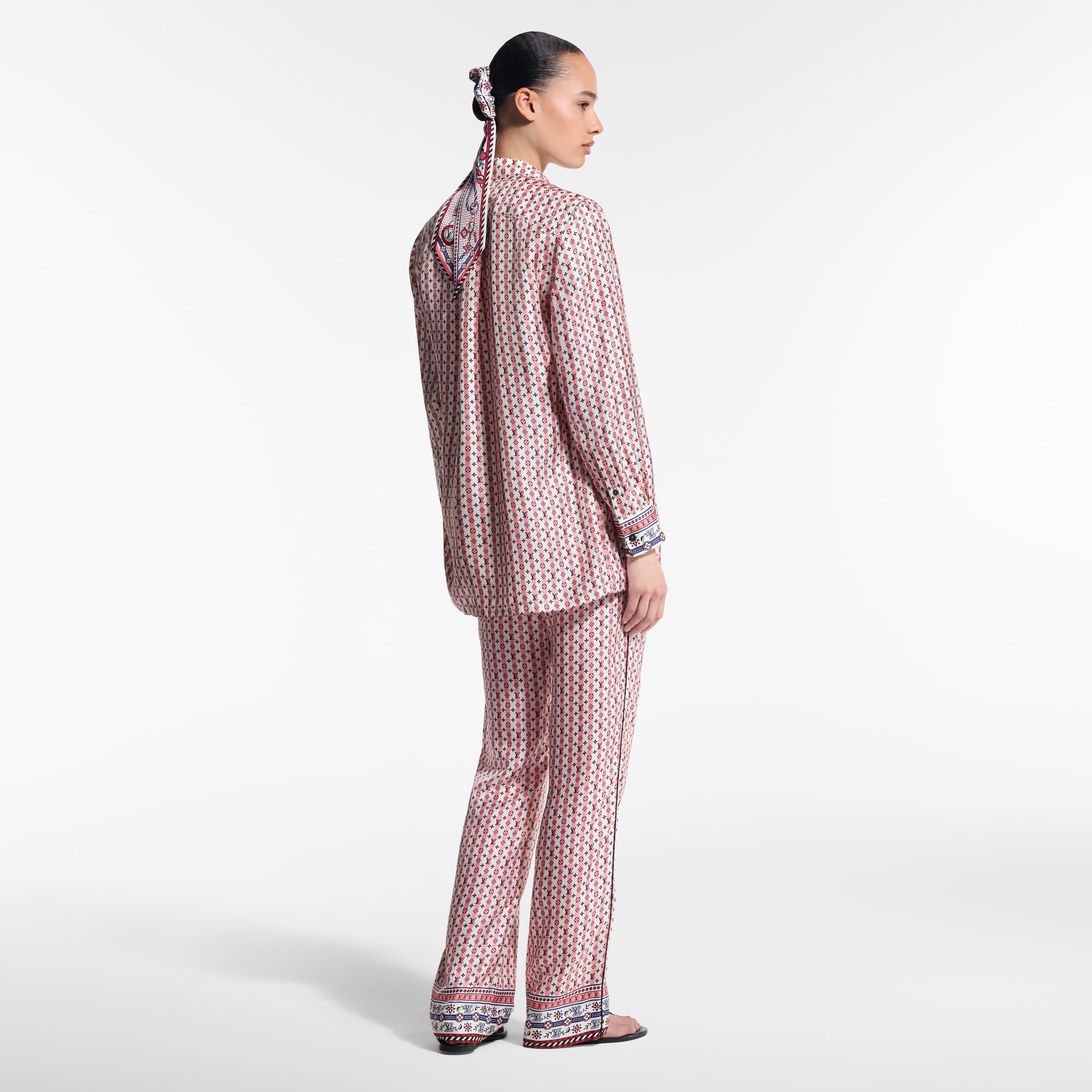 Scarf Print Silk Shirt   in Women