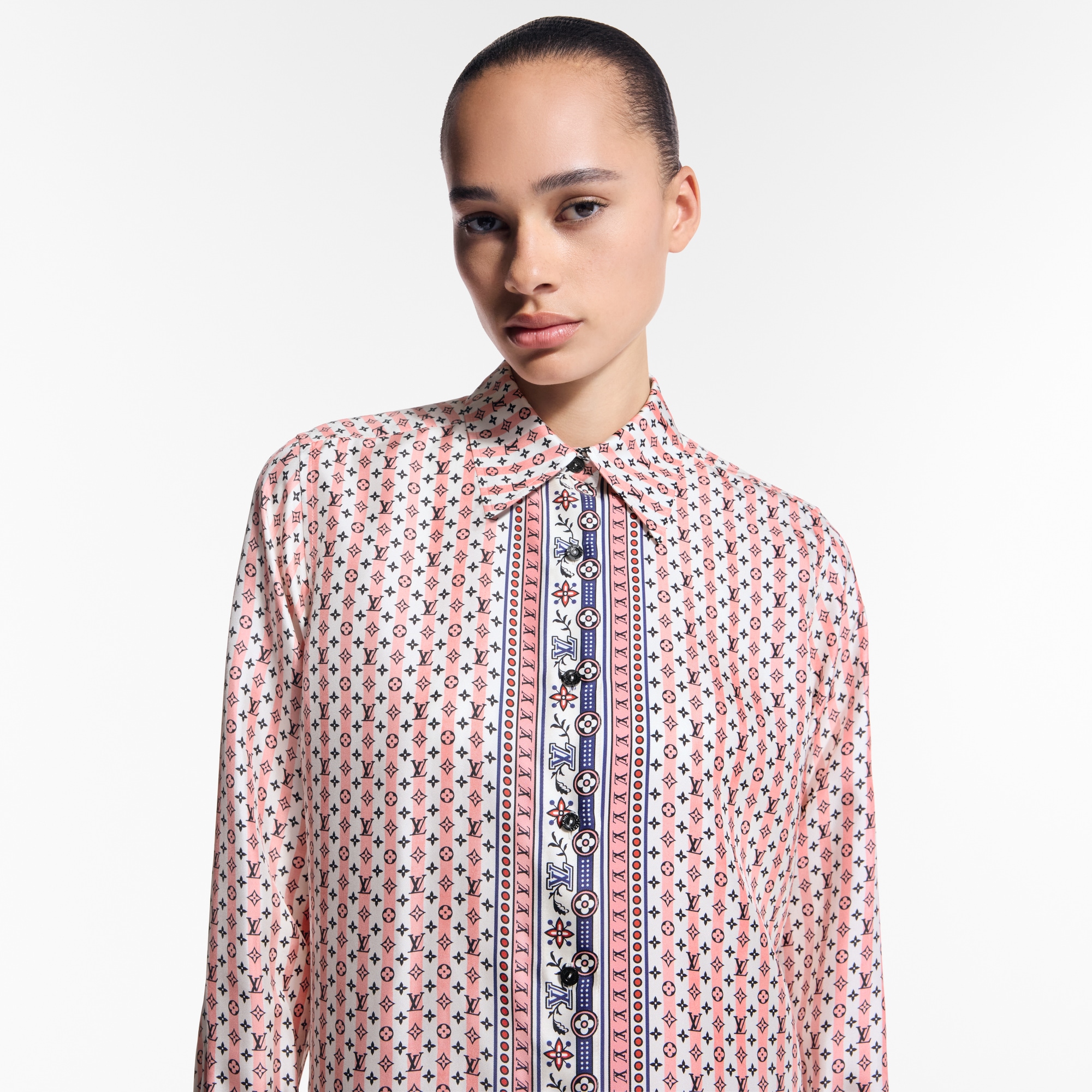 Scarf Print Silk Shirt   in Women