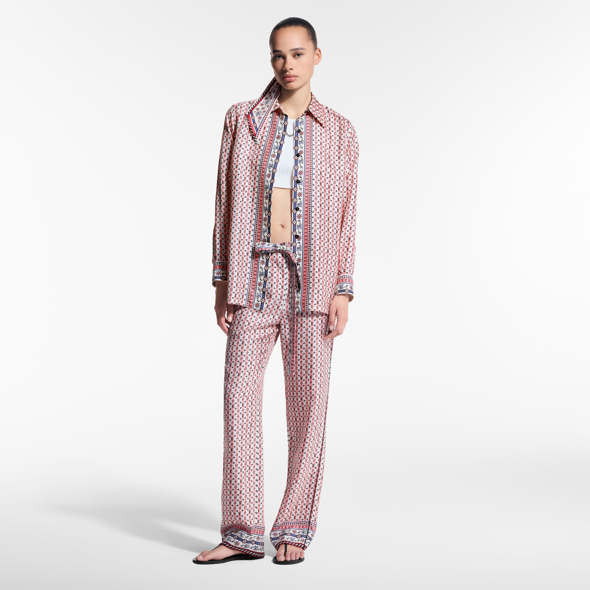 Scarf Print Silk Shirt   in Women