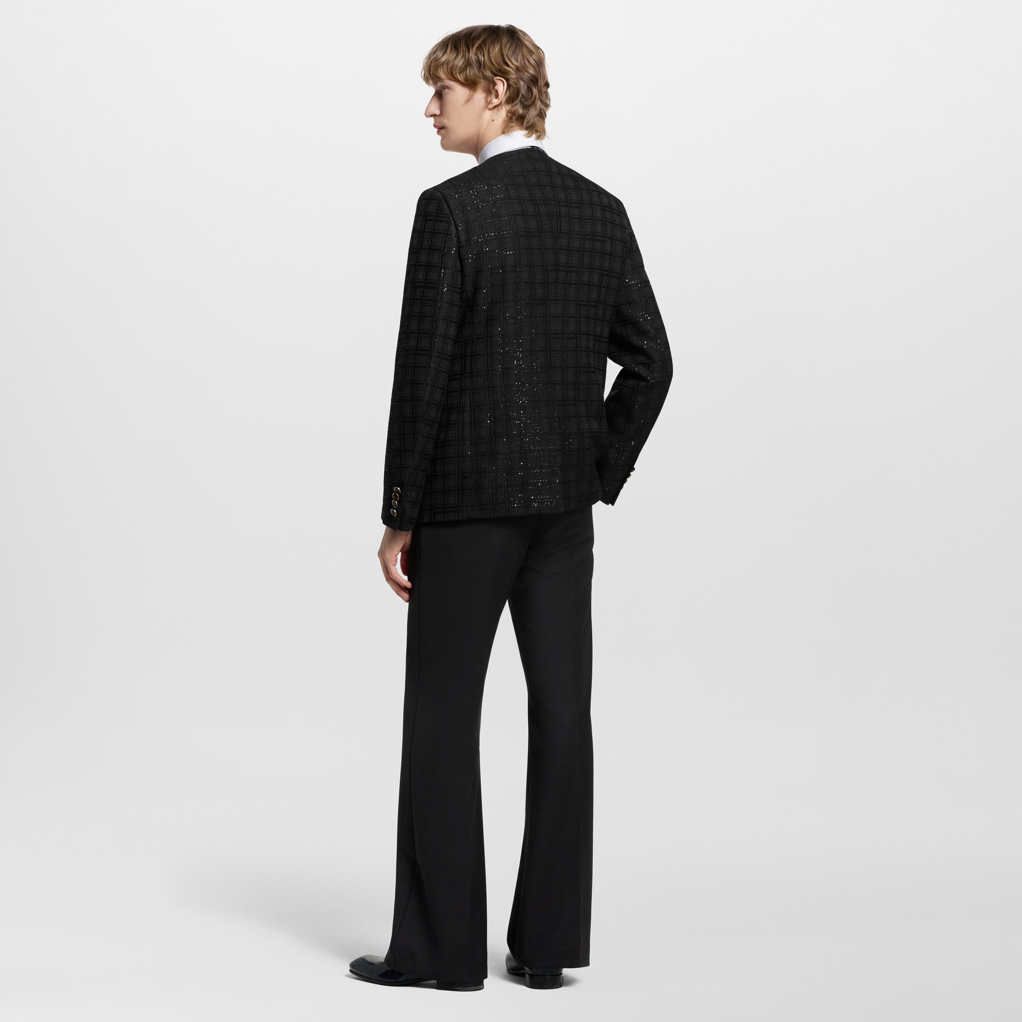 Sequin-Embroidered Collarless Jacket  in Men