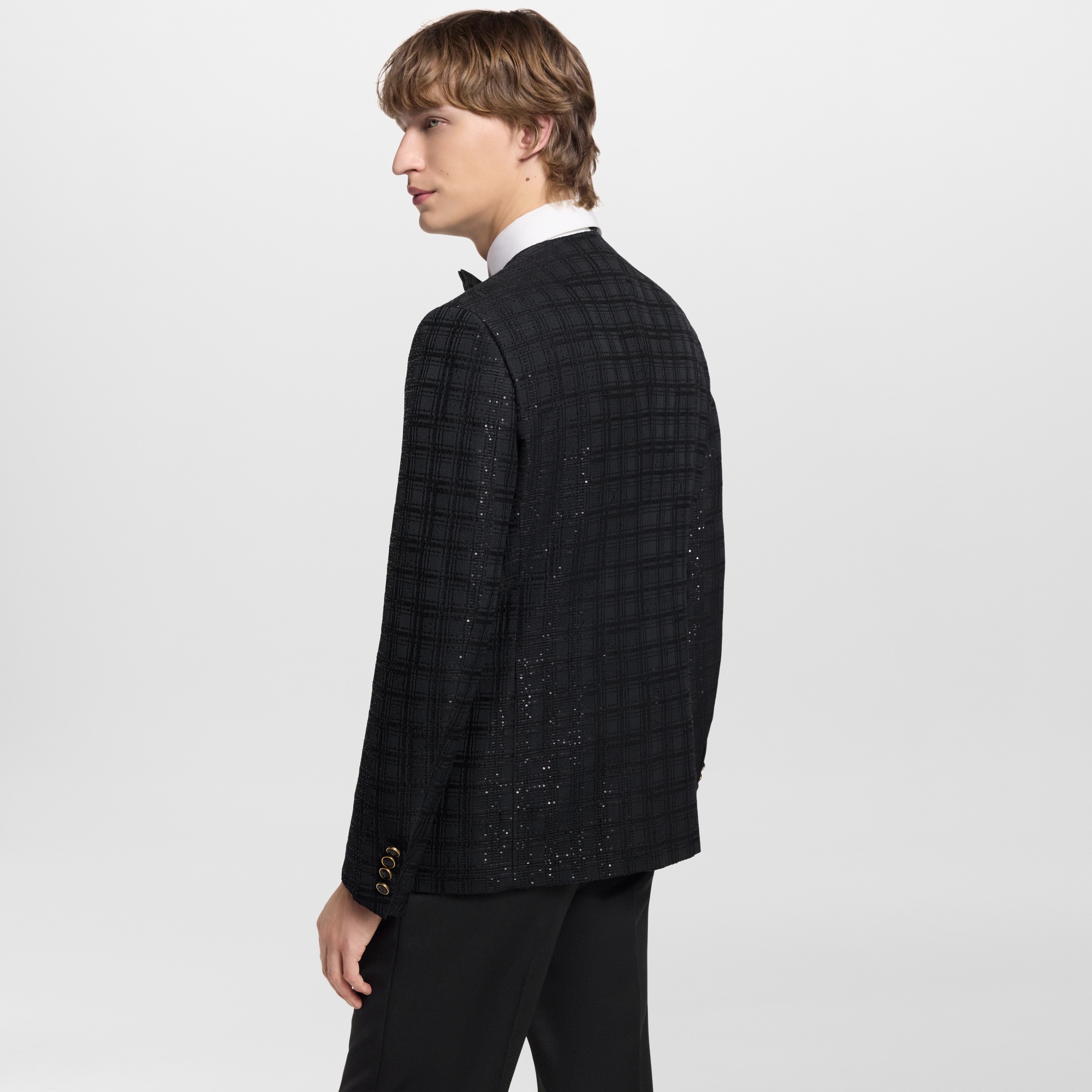 Sequin-Embroidered Collarless Jacket  in Men