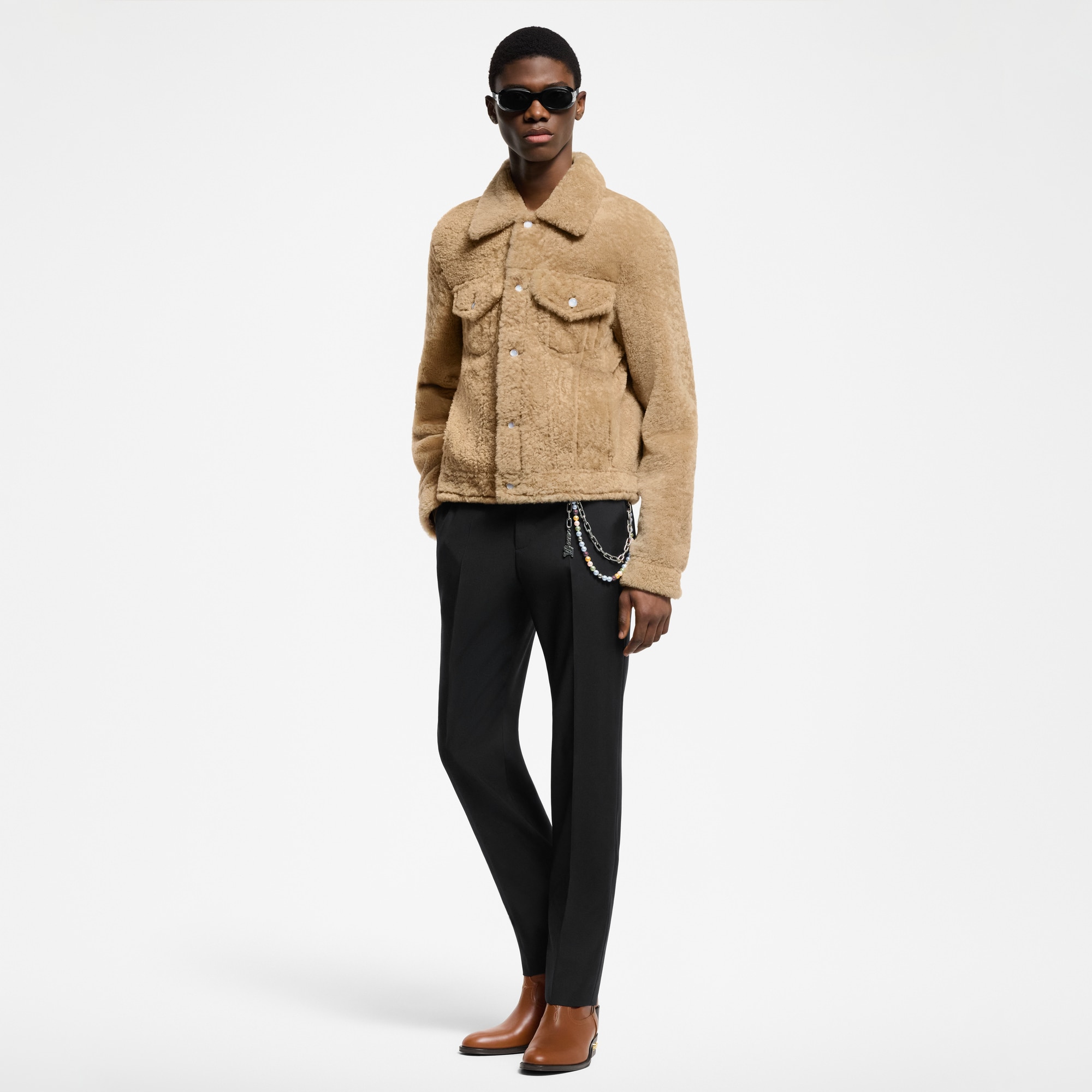 Shearling Trucker Jacket  in Men