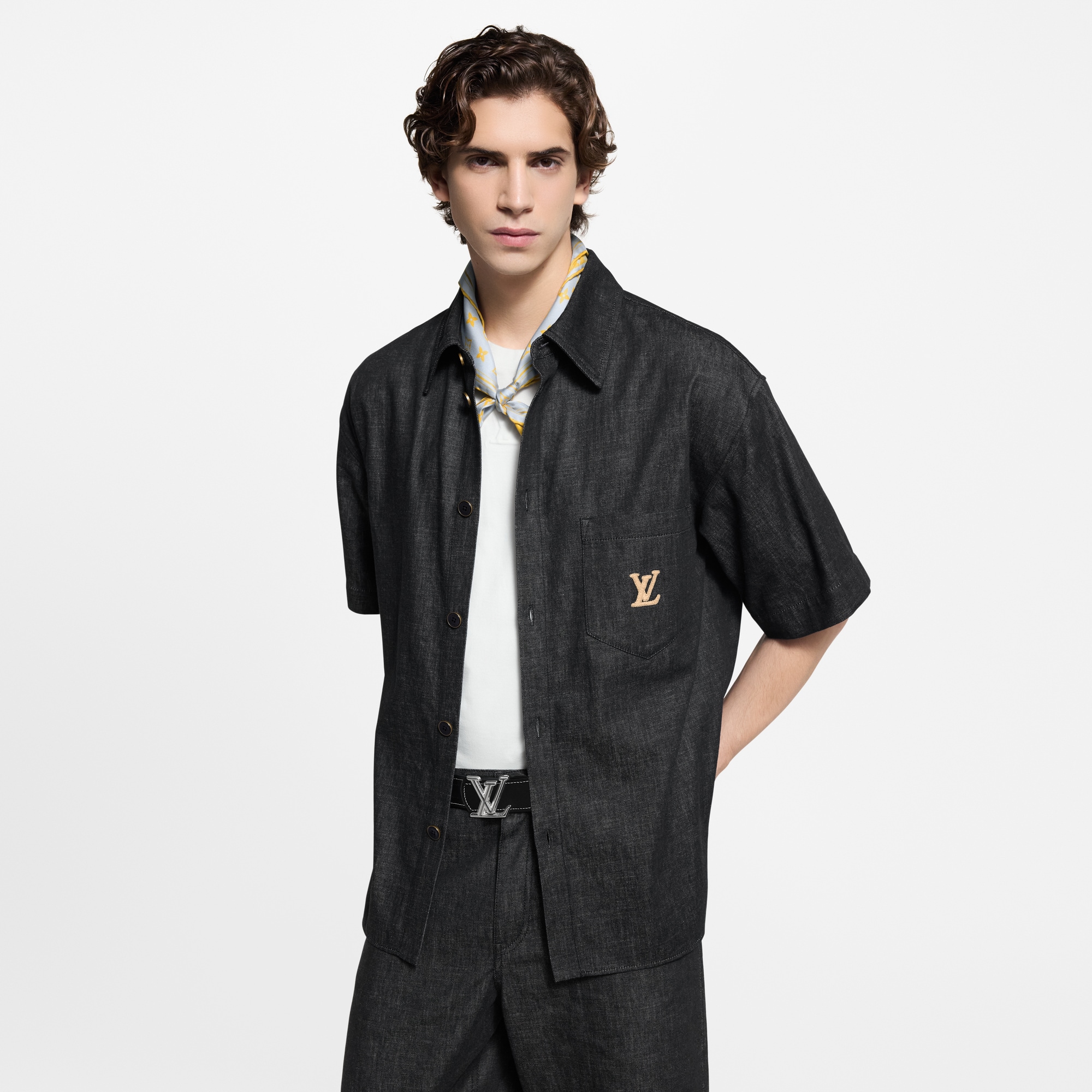 Short-Sleeved Chambray Shirt  in Men