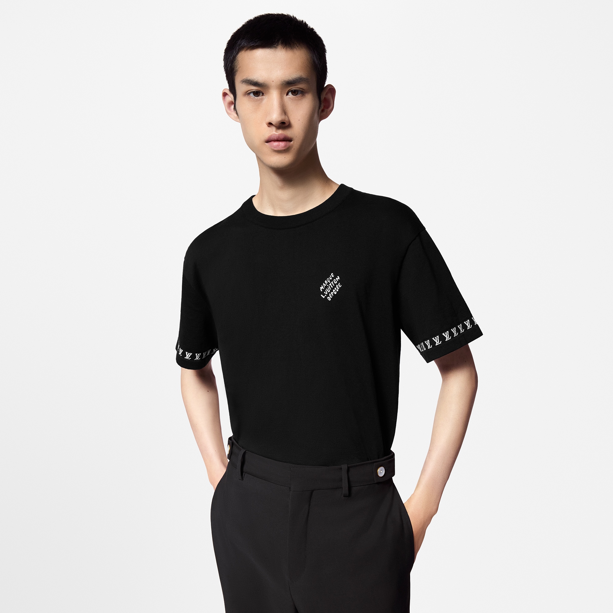 Short-Sleeved Cotton Crewneck  in Men