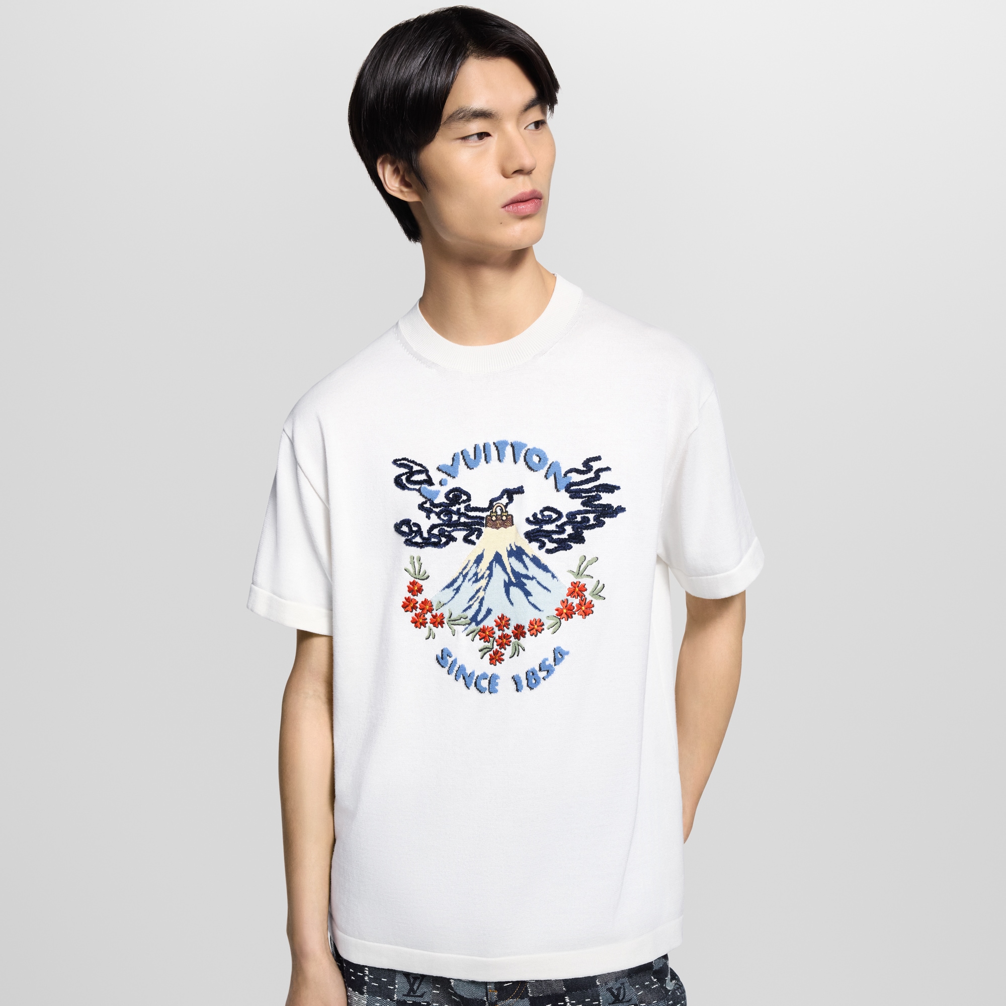 Short-Sleeved Knitted Crewneck  in Men